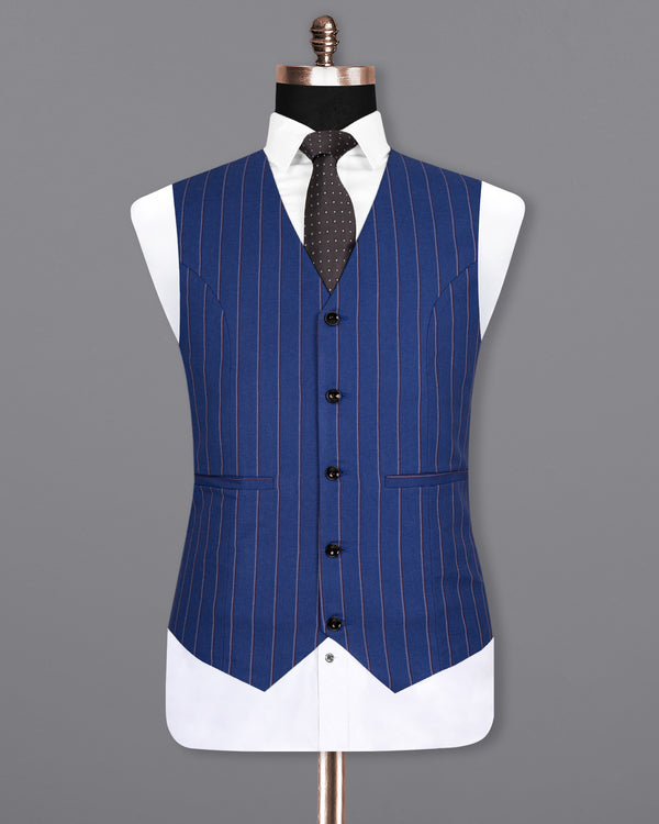 Bahama Blue Striped Woolrich Waistcoat V1521-36, V1521-38, V1521-40, V1521-42, V1521-44, V1521-46, V1521-48, V1521-50, V1521-52, V1521-54, V1521-56, V1521-58, V1521-60