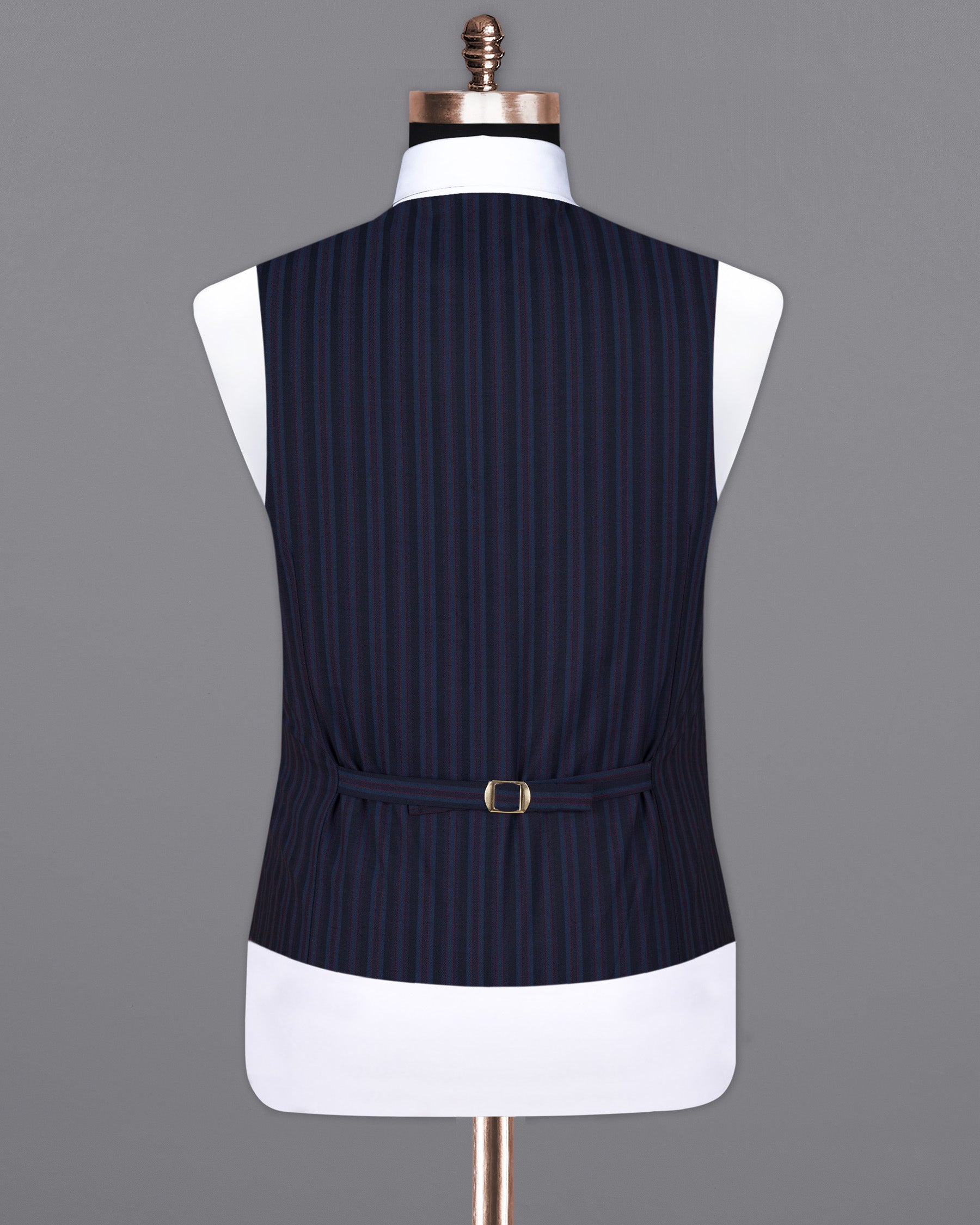 Licorice Blue Striped Wool Rich Waistcoat V1539-36, V1539-38, V1539-40, V1539-42, V1539-44, V1539-46, V1539-48, V1539-50, V1539-52, V1539-54, V1539-56, V1539-58, V1539-60