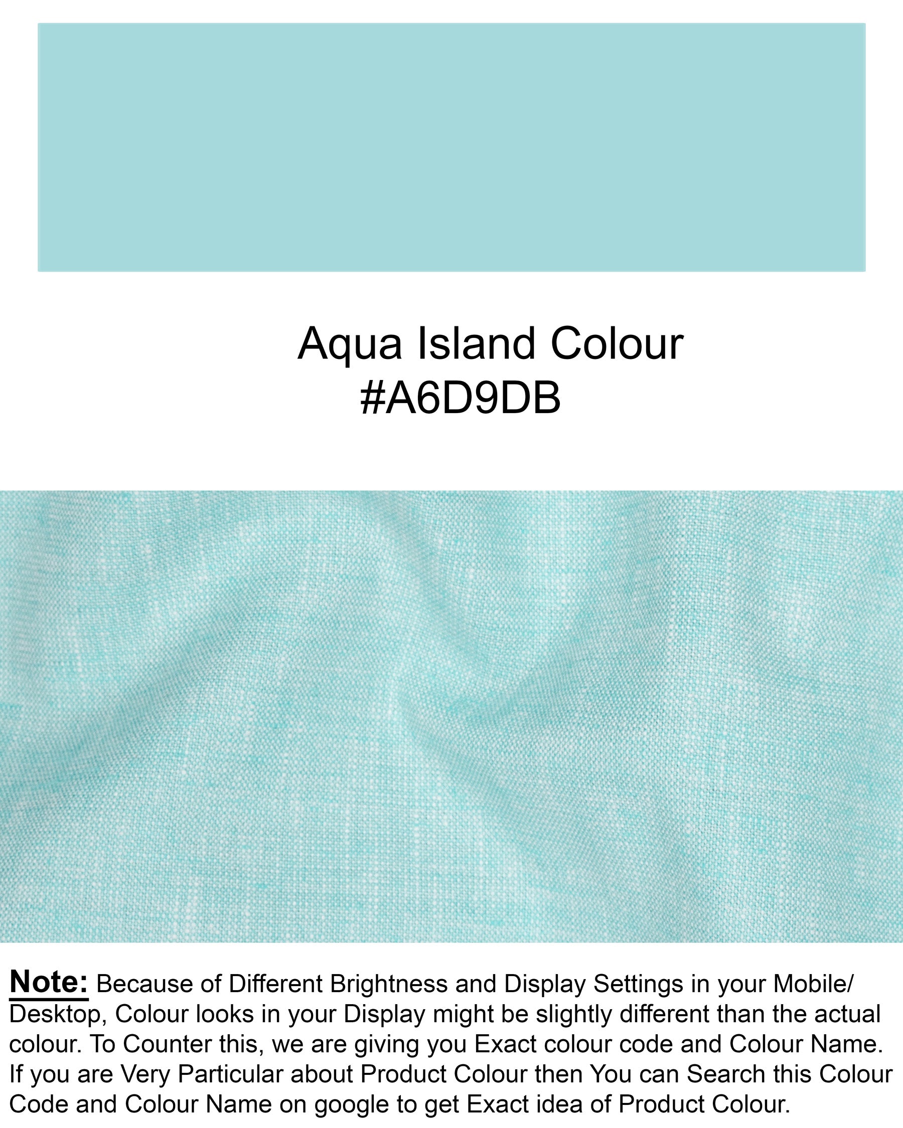 Aqua Island Blue Luxurious Linen Waistcoat V1542-36, V1542-38, V1542-40, V1542-42, V1542-44, V1542-46, V1542-48, V1542-50, V1542-52, V1542-54, V1542-56, V1542-58, V1542-60