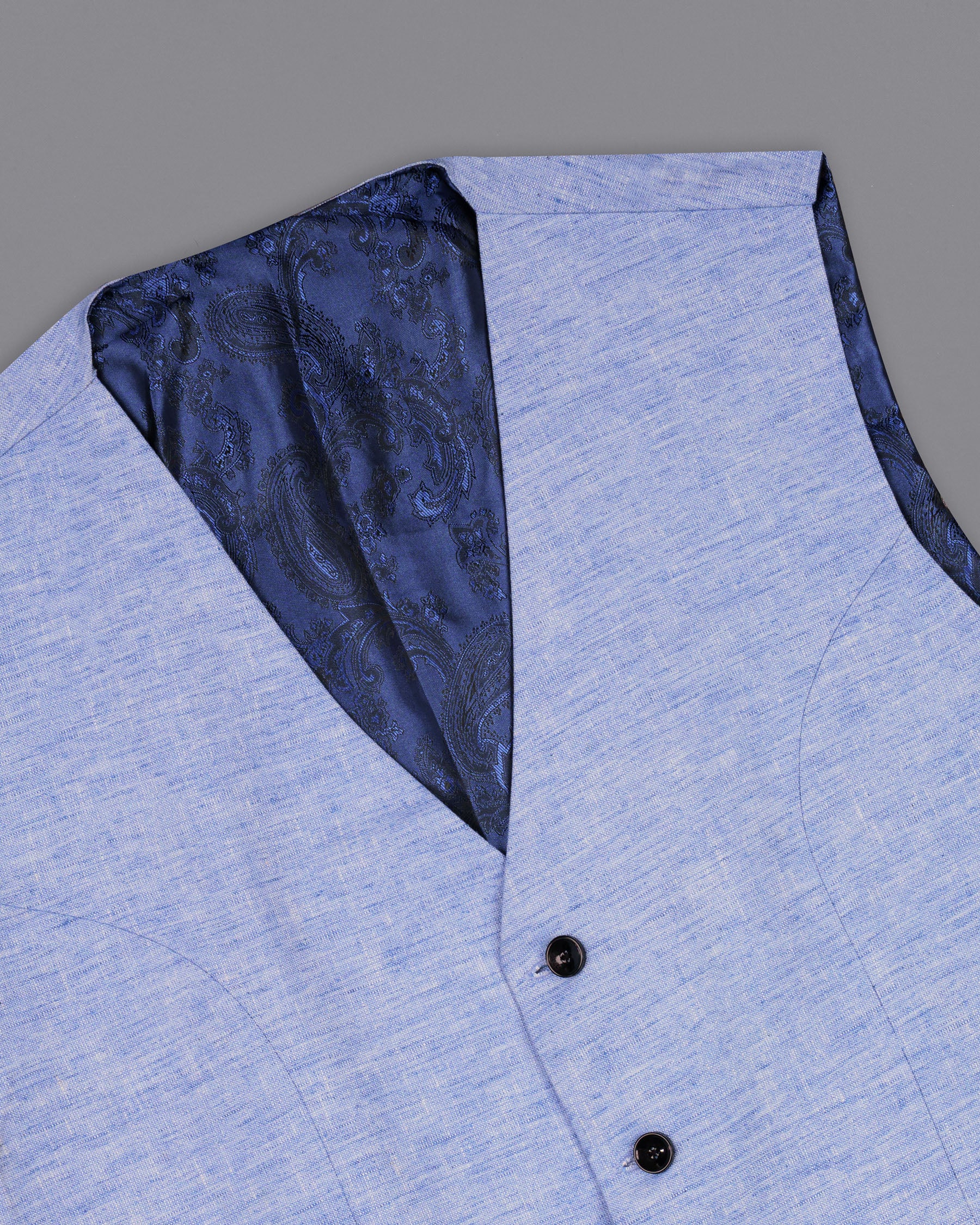 Ship Cove Blue Luxurious Linen Sports Waistcoat V1543-36, V1543-38, V1543-40, V1543-42, V1543-44, V1543-46, V1543-48, V1543-50, V1543-52, V1543-54, V1543-56, V1543-58, V1543-60