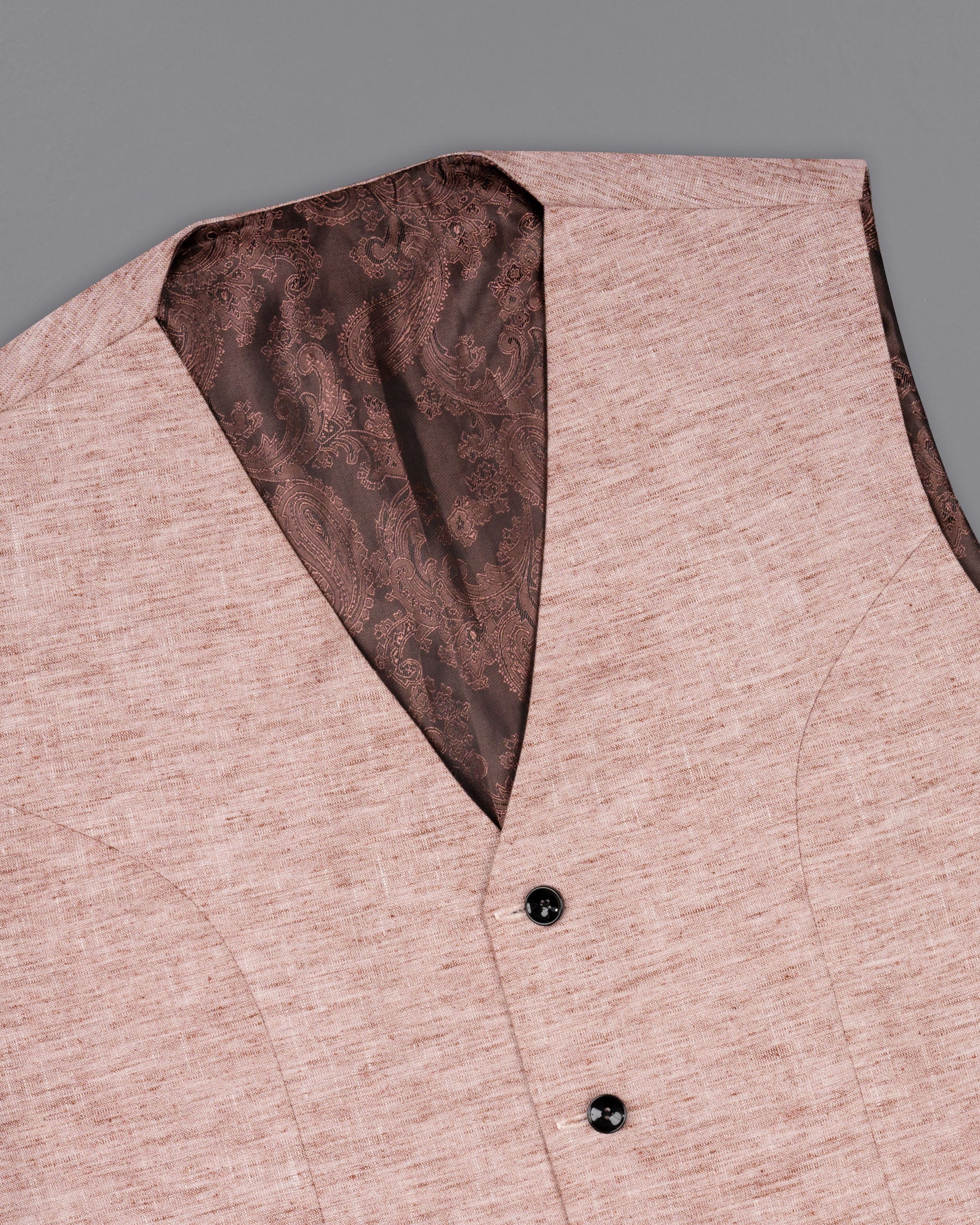 Quicksand Brown Luxurious Linen Sports Waistcoat V1546-36, V1546-38, V1546-40, V1546-42, V1546-44, V1546-46, V1546-48, V1546-50, V1546-52, V1546-54, V1546-56, V1546-58, V1546-60