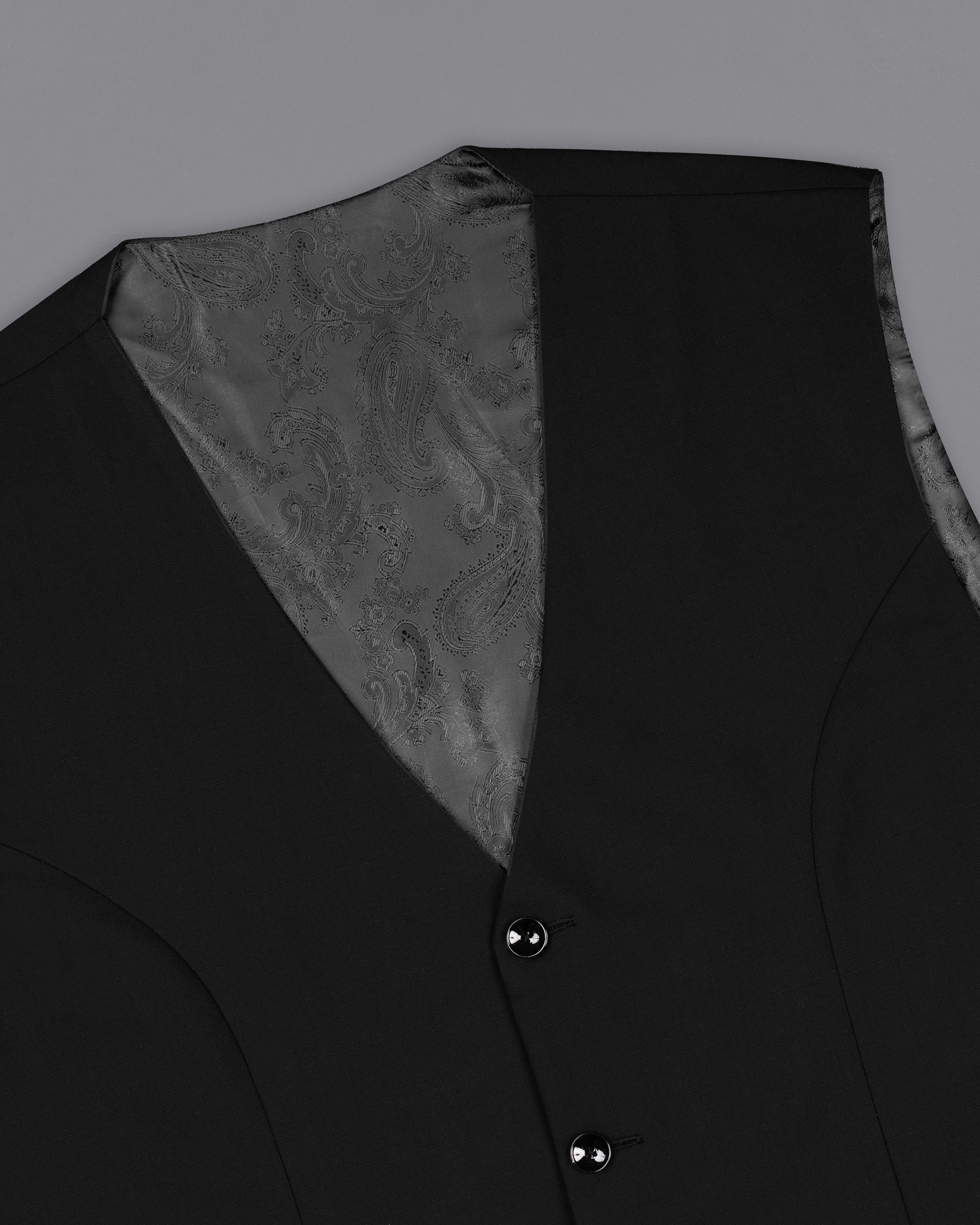 Jade Black Wool Rich Waistcoat V1552-36, V1552-38, V1552-40, V1552-42, V1552-44, V1552-46, V1552-48, V1552-50, V1552-52, V1552-54, V1552-56, V1552-58, V1552-60