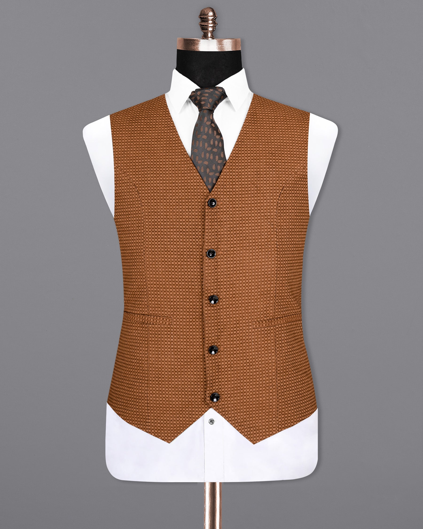 Cape Palliser Brown Velvet Corduroy Box patterned Sports Waistcoat V1553-36, V1553-38, V1553-40, V1553-42, V1553-44, V1553-46, V1553-48, V1553-50, V1553-52, V1553-54, V1553-56, V1553-58, V1553-60