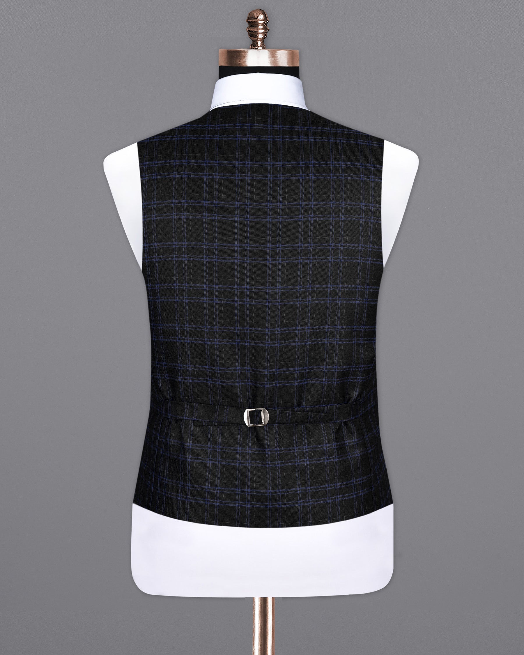 Jet Black and Valhalla Violet Plaid Woolrich Waistcoat V1556-36, V1556-38, V1556-40, V1556-42, V1556-44, V1556-46, V1556-48, V1556-50, V1556-52, V1556-54, V1556-56, V1556-58, V1556-60