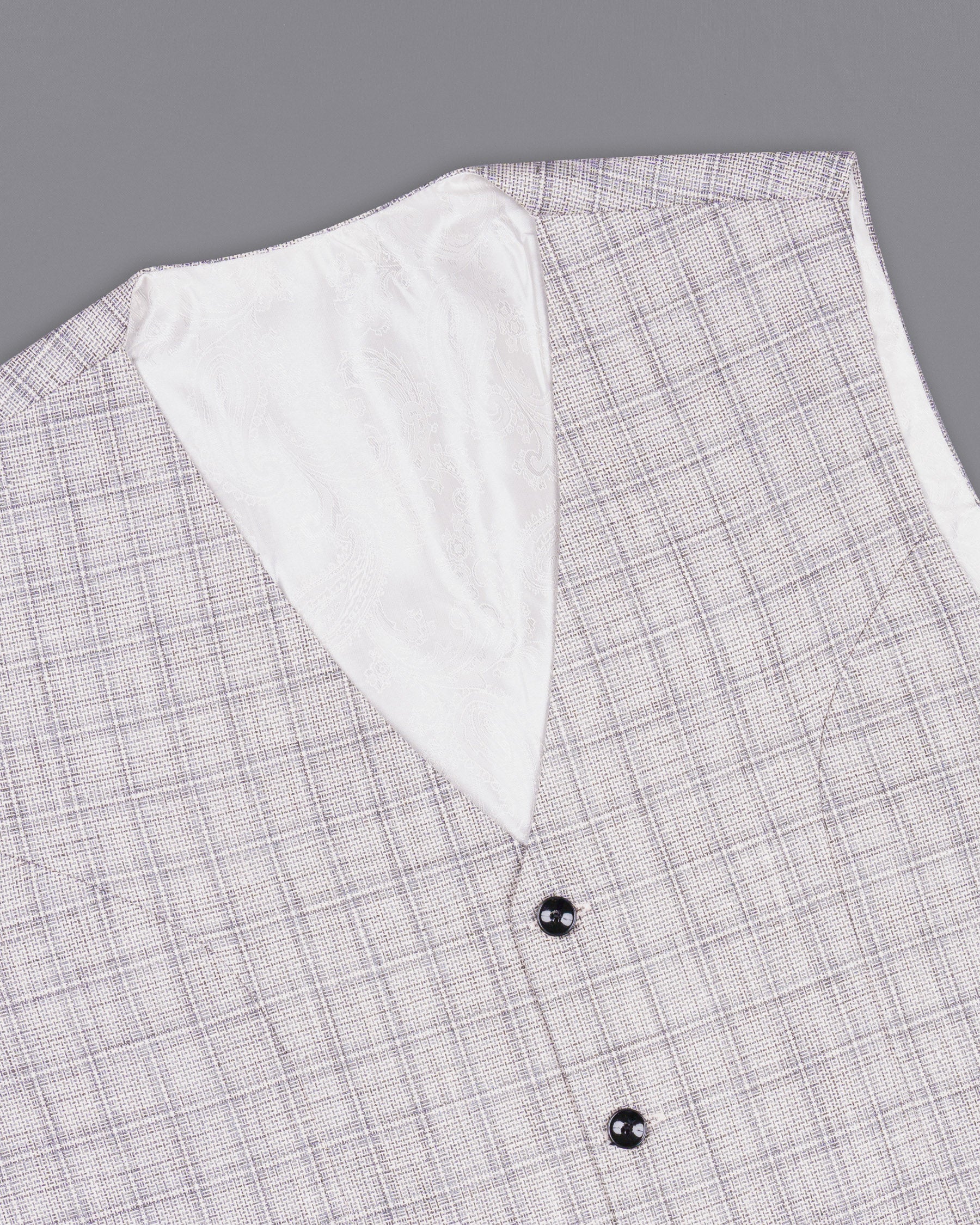 Mercury Grey Plaid Premium Cotton Waistcoat V1562-36, V1562-38, V1562-40, V1562-42, V1562-44, V1562-46, V1562-48, V1562-50, V1562-52, V1562-54, V1562-56, V1562-58, V1562-60