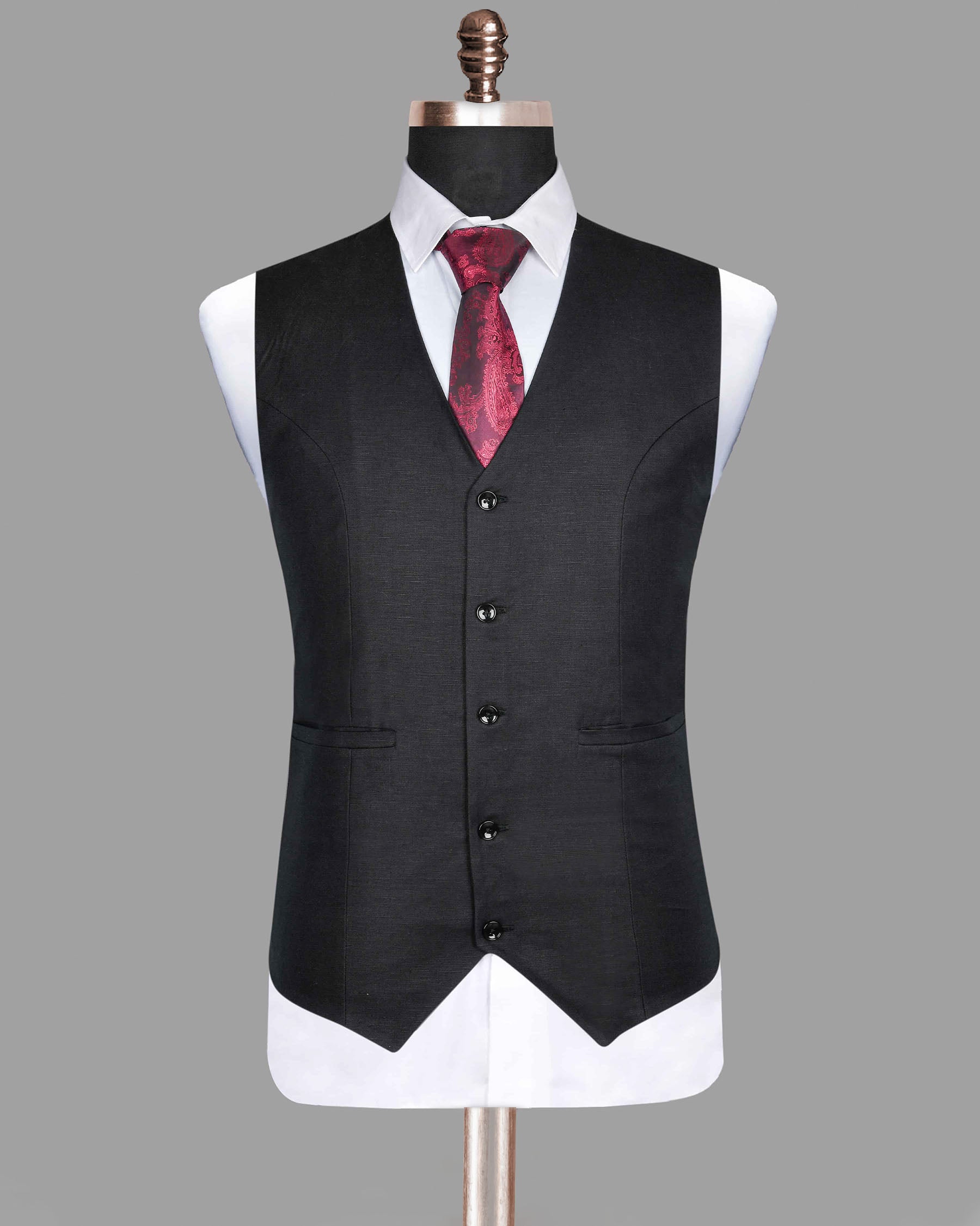 Jade Black Linen Performance Waistcoat V156-54, V156-36, V156-42, V156-40, V156-50, V156-56, V156-58, V156-48, V156-52, V156-60, V156-44, V156-38, V156-46