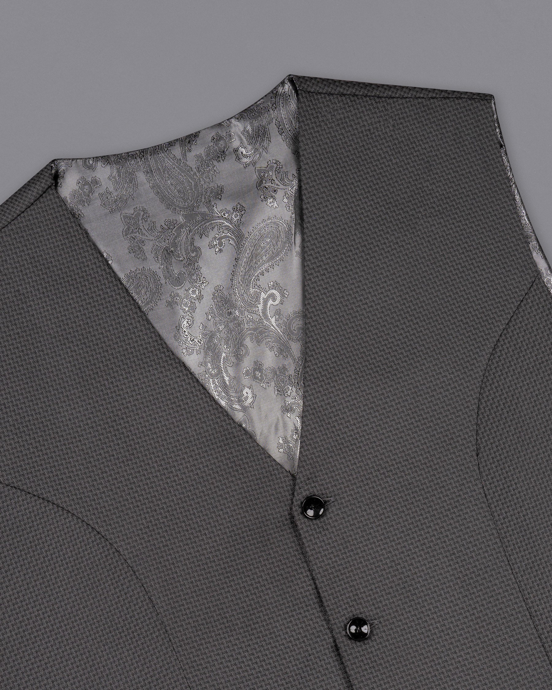 Ironside Grey With Black Patterned Woolrich Waistcoat V1581-36, V1581-38, V1581-40, V1581-42, V1581-44, V1581-46, V1581-48, V1581-50, V1581-52, V1581-54, V1581-56, V1581-58, V1581-60