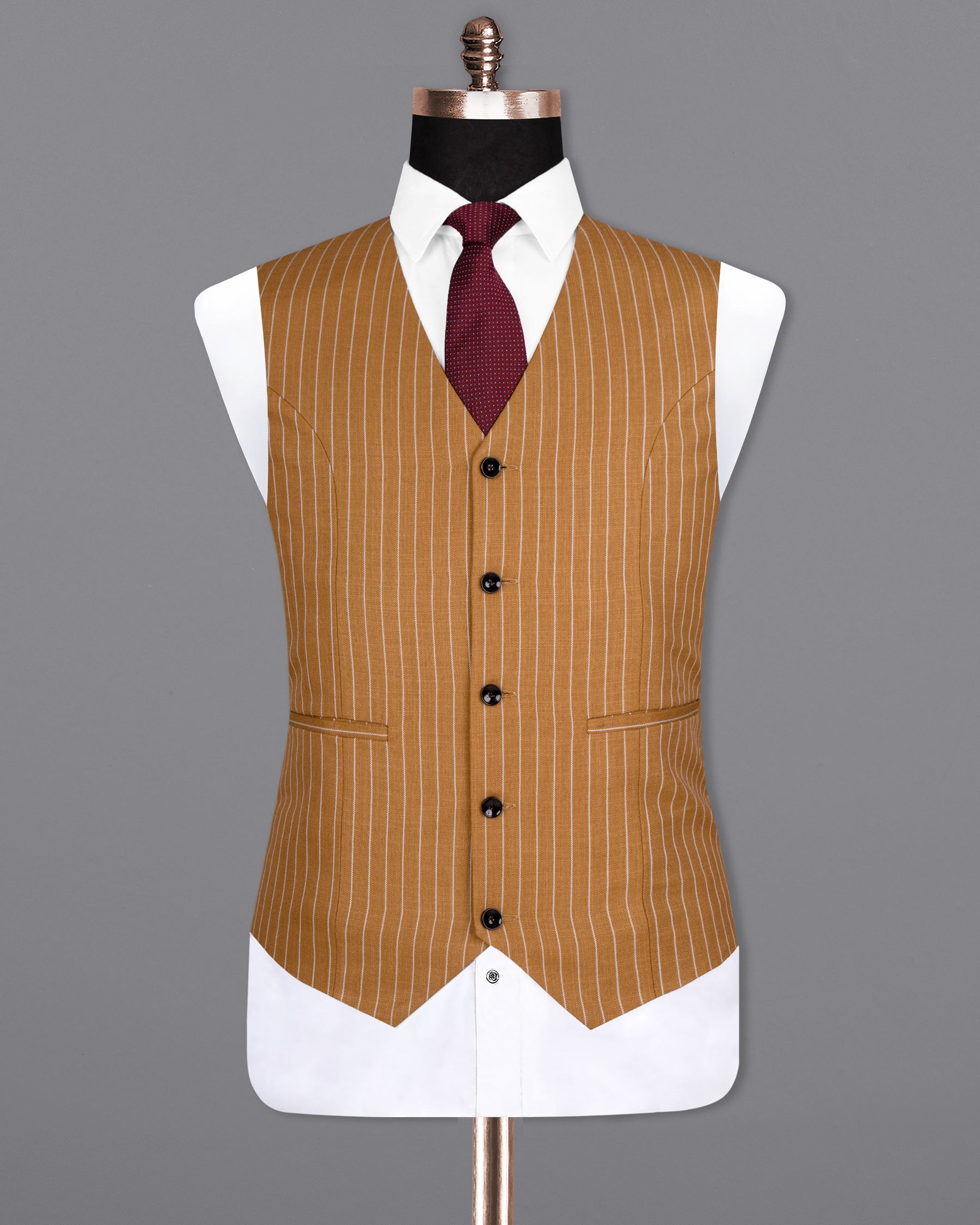 Rust Striped Wool Rich Waistcoat V1582-36, V1582-38, V1582-40, V1582-42, V1582-44, V1582-46, V1582-48, V1582-50, V1582-52, V1582-54, V1582-56, V1582-58, V1582-60