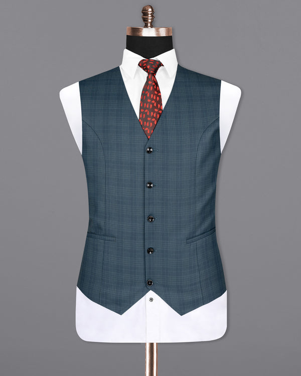 Blue Bayoux Checkered Wool Rich Waistcoat V1588-36, V1588-38, V1588-40, V1588-42, V1588-44, V1588-46, V1588-48, V1588-50, V1588-52, V1588-54, V1588-56, V1588-58, V1588-60