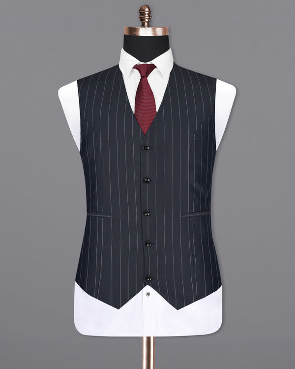 Charcoal Striped Wool Rich Waistcoat V1590-36, V1590-38, V1590-40, V1590-42, V1590-44, V1590-46, V1590-48, V1590-50, V1590-52, V1590-54, V1590-56, V1590-58, V1590-60