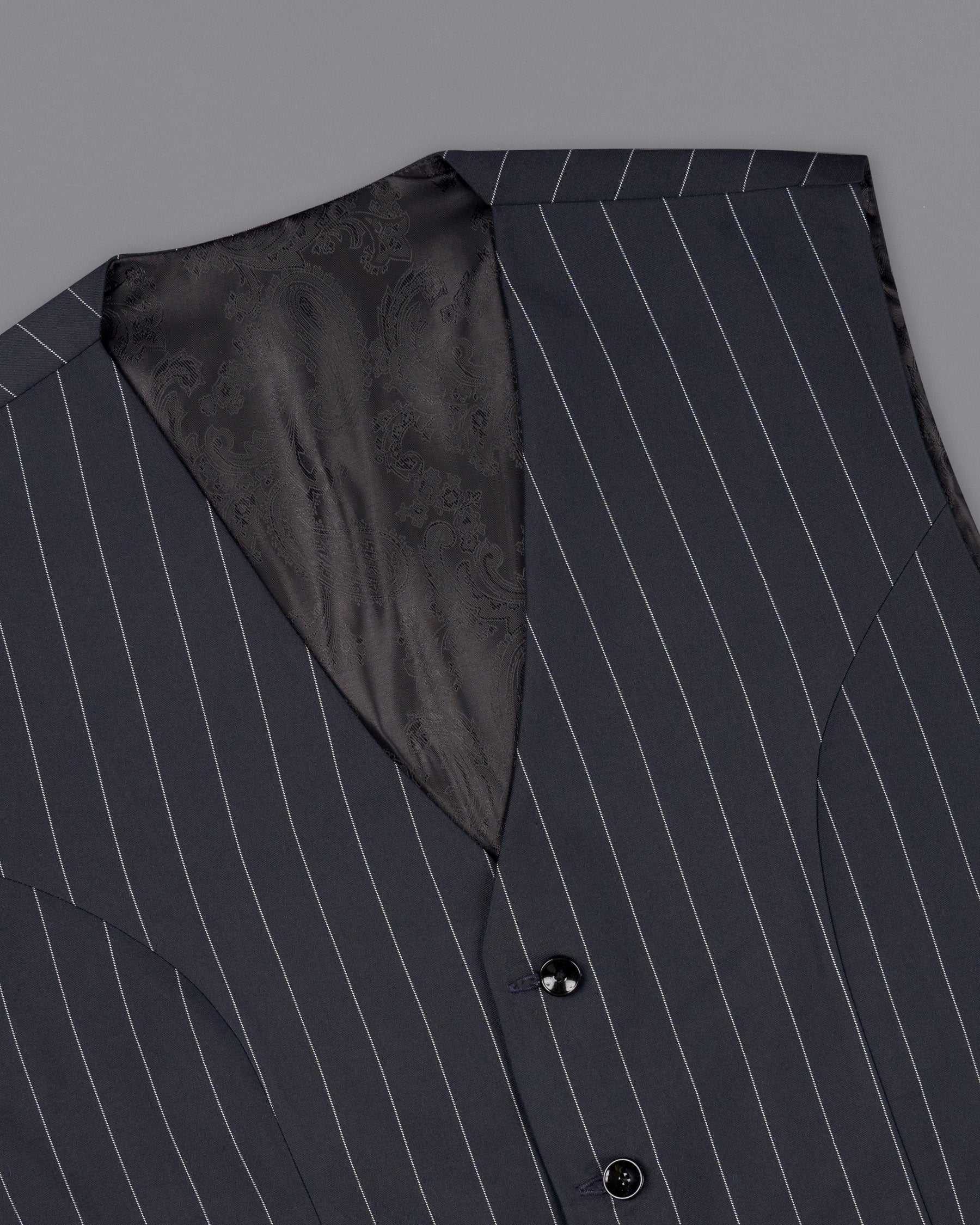 Charcoal Striped Wool Rich Waistcoat V1590-36, V1590-38, V1590-40, V1590-42, V1590-44, V1590-46, V1590-48, V1590-50, V1590-52, V1590-54, V1590-56, V1590-58, V1590-60