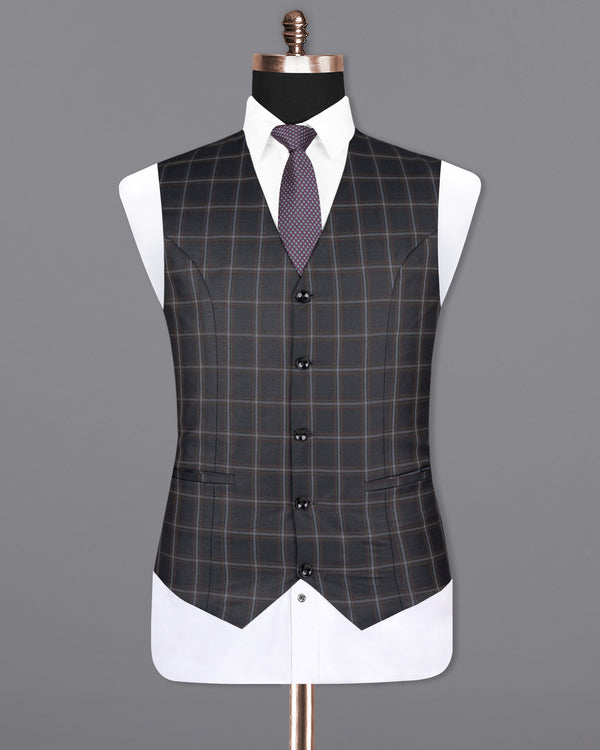 Tundora Gray windowpane Wool Rich Waistcoat V1591-36, V1591-38, V1591-40, V1591-42, V1591-44, V1591-46, V1591-48, V1591-50, V1591-52, V1591-54, V1591-56, V1591-58, V1591-60