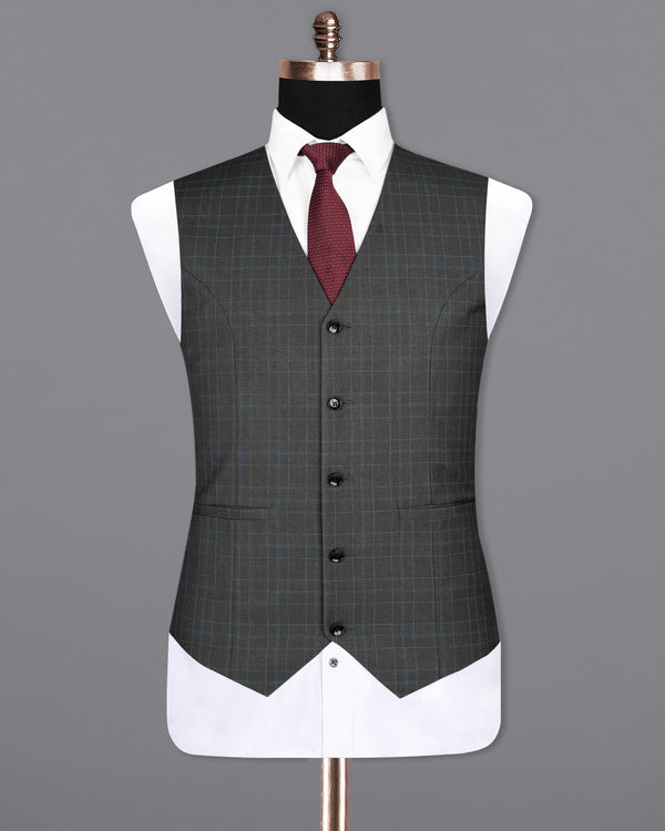 Cape Cod Gray Super fine Checkered Wool Rich Waistcoat V1603-36, V1603-38, V1603-40, V1603-42, V1603-44, V1603-46, V1603-48, V1603-50, V1603-52, V1603-54, V1603-56, V1603-58, V1603-60