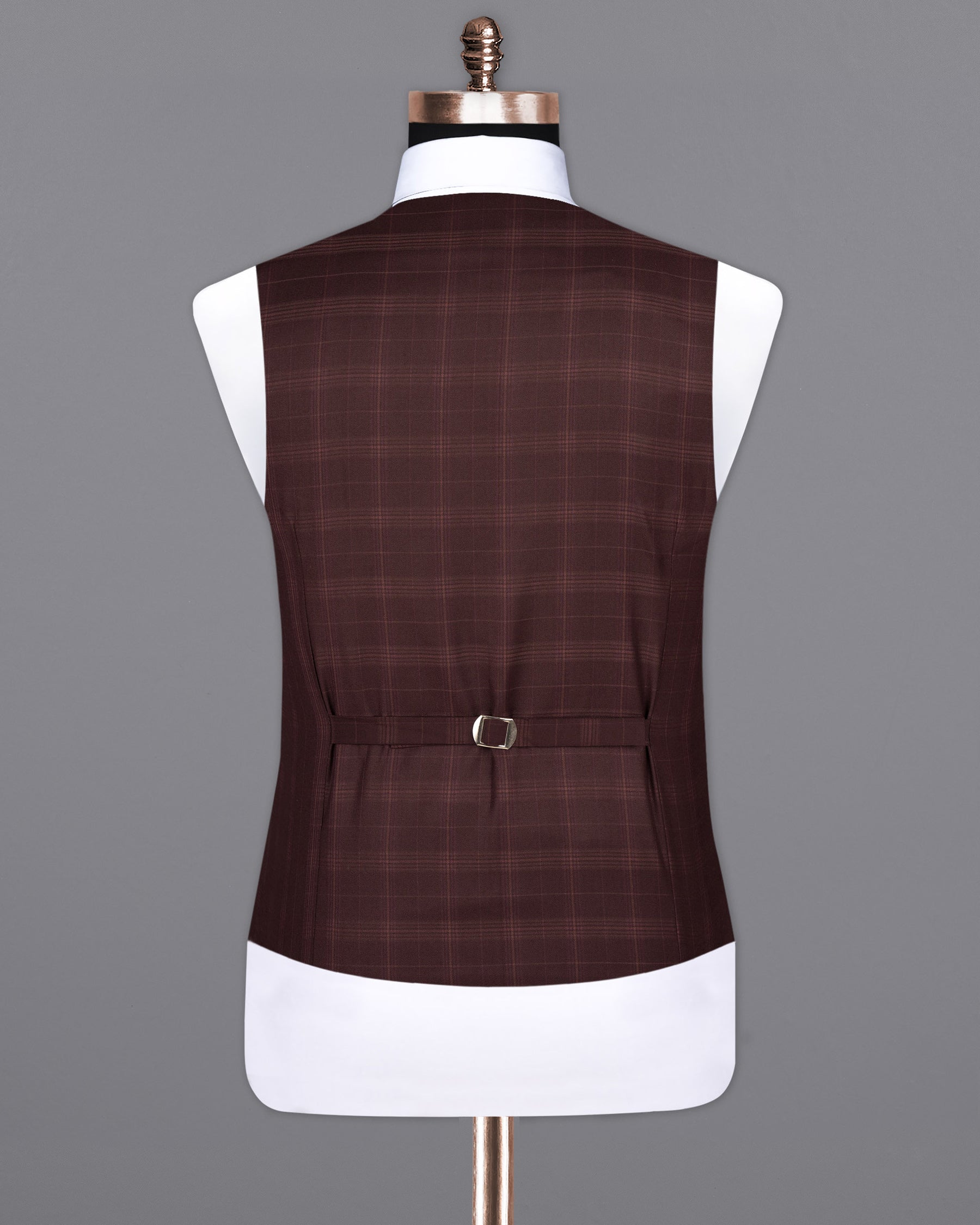 Crater Brown Super fine Plaid Wool Rich Waistcoat V1607-36, V1607-38, V1607-40, V1607-42, V1607-44, V1607-46, V1607-48, V1607-50, V1607-52, V1607-54, V1607-56, V1607-58, V1607-60