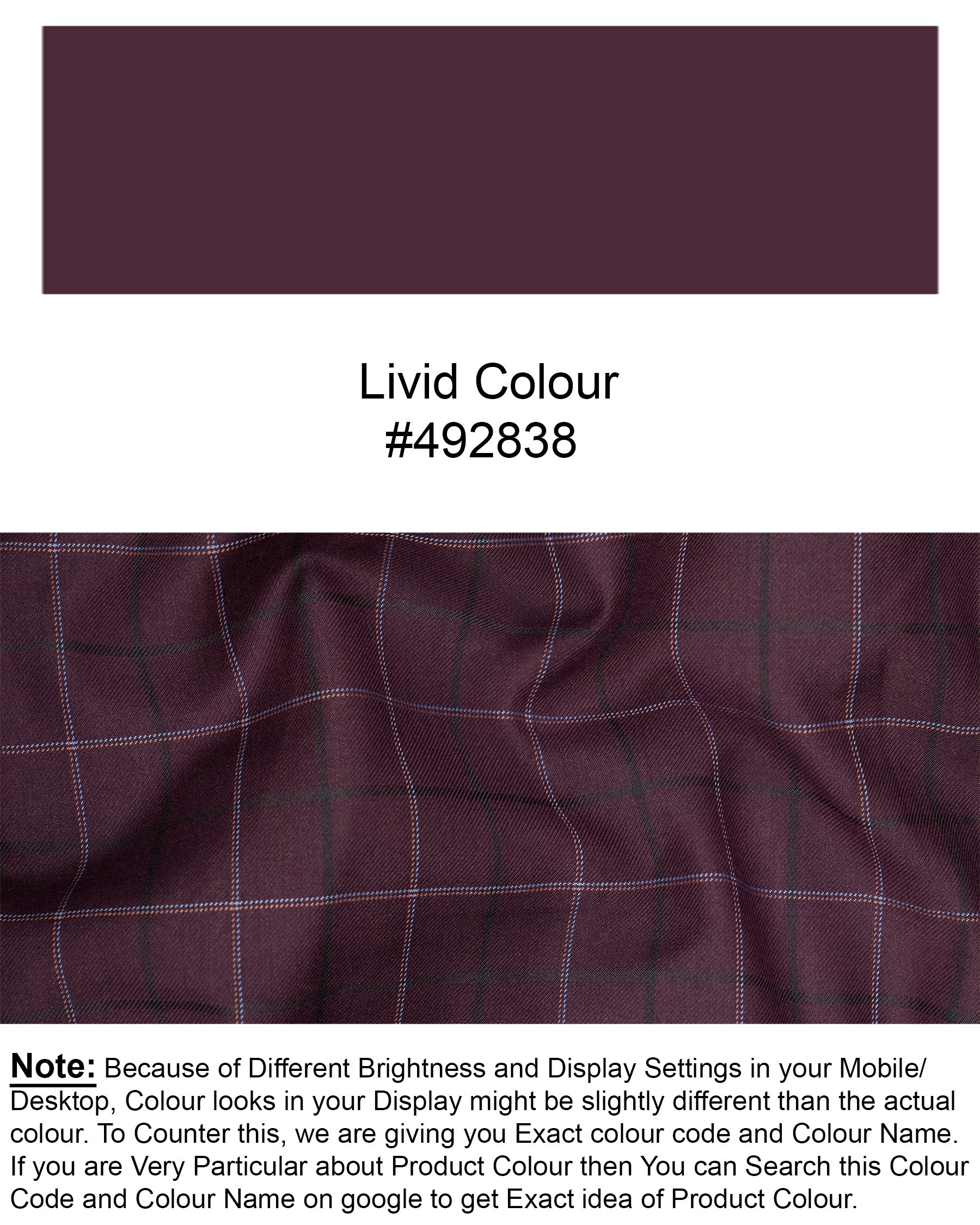 Livid Burgundy Super fine Windowpane Wool Rich Waistcoat V1611-36, V1611-38, V1611-40, V1611-42, V1611-44, V1611-46, V1611-48, V1611-50, V1611-52, V1611-54, V1611-56, V1611-58, V1611-60