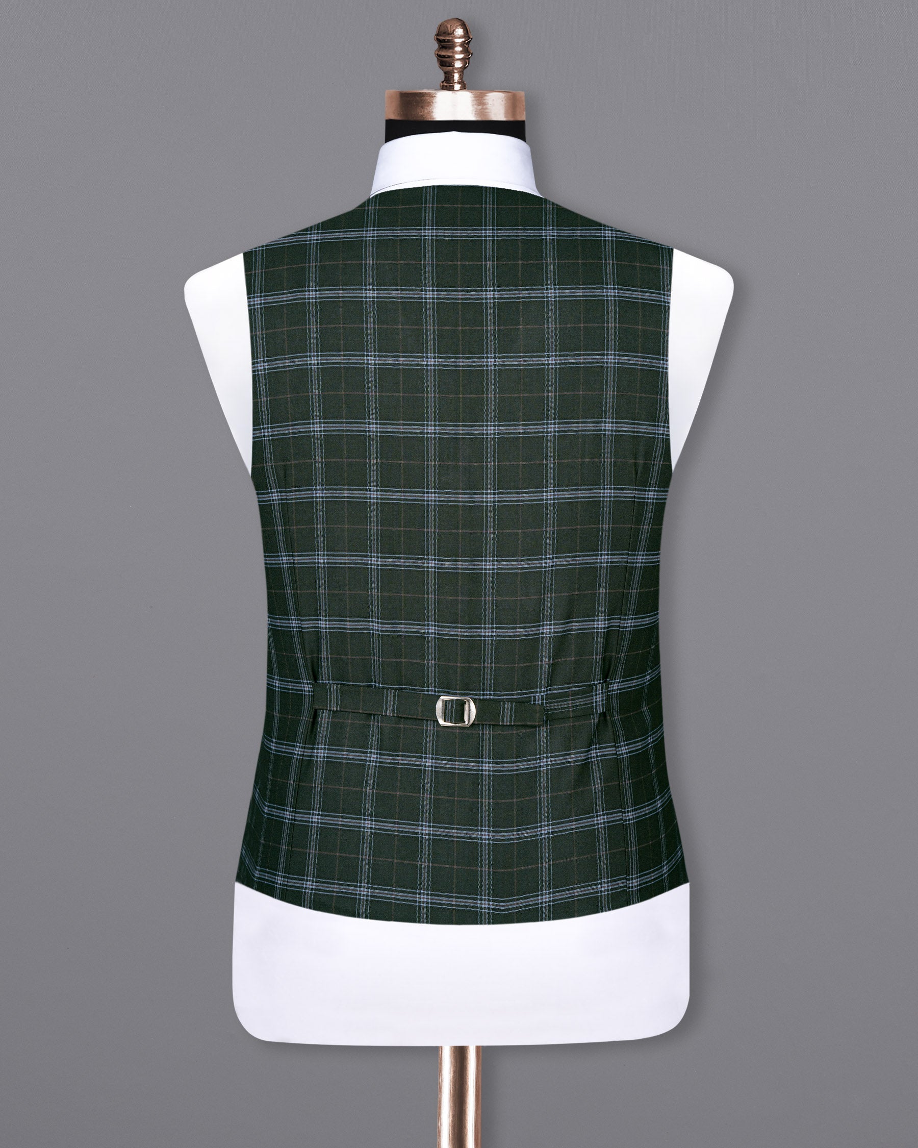 Log Cabin Green Super fine Windowpane Wool Rich Waistcoat V1614-36, V1614-38, V1614-40, V1614-42, V1614-44, V1614-46, V1614-48, V1614-50, V1614-52, V1614-54, V1614-56, V1614-58, V1614-60