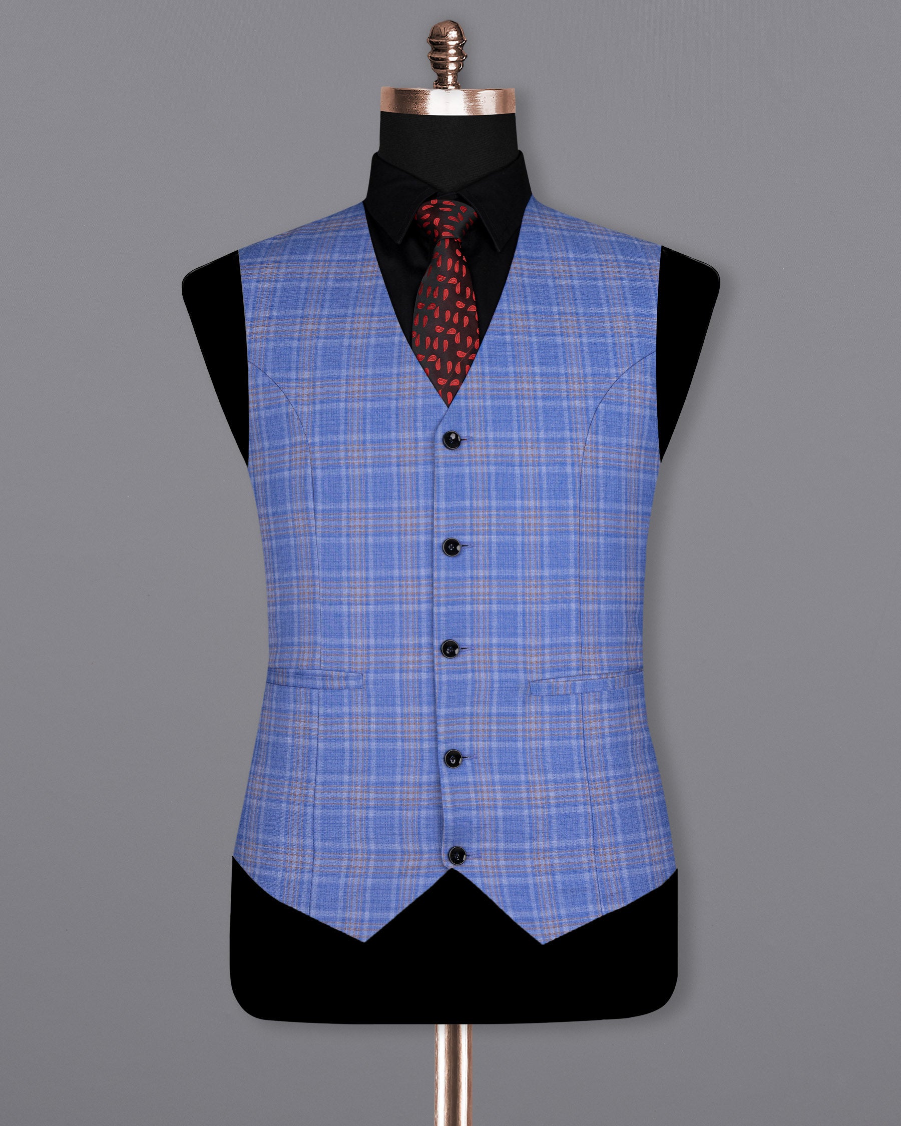 Ship Cove Super fine Blue Plaid Woolrich Waistcoat V1619-36, V1619-38, V1619-40, V1619-42, V1619-44, V1619-46, V1619-48, V1619-50, V1619-52, V1619-54, V1619-56, V1619-58, V1619-60