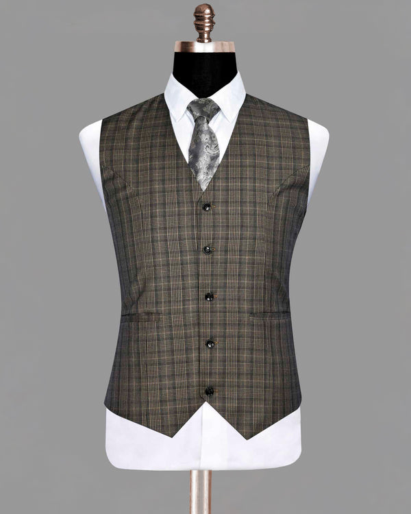 Walnut Plaid Waistcoat V161-38, V161-40, V161-58, V161-60, V161-50, V161-48, V161-54, V161-46, V161-52, V161-56, V161-42, V161-44, V161-36