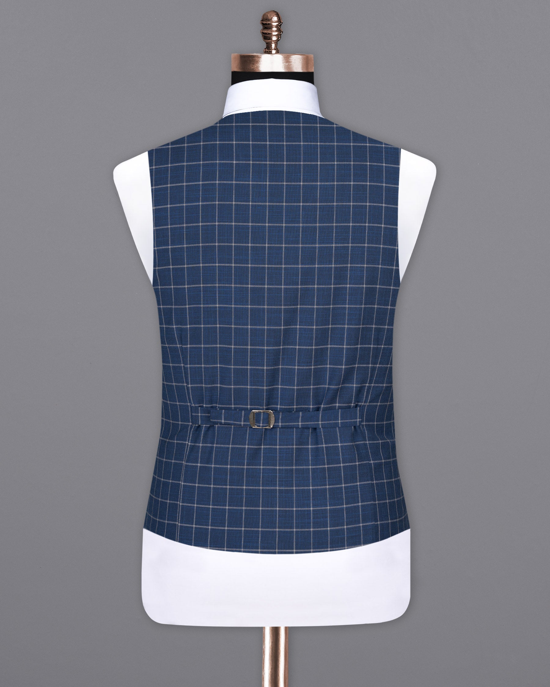 Rhino Blue Super fine Checkered Premium Cotton Waistcoat V1622-36, V1622-38, V1622-40, V1622-42, V1622-44, V1622-46, V1622-48, V1622-50, V1622-52, V1622-54, V1622-56, V1622-58, V1622-60