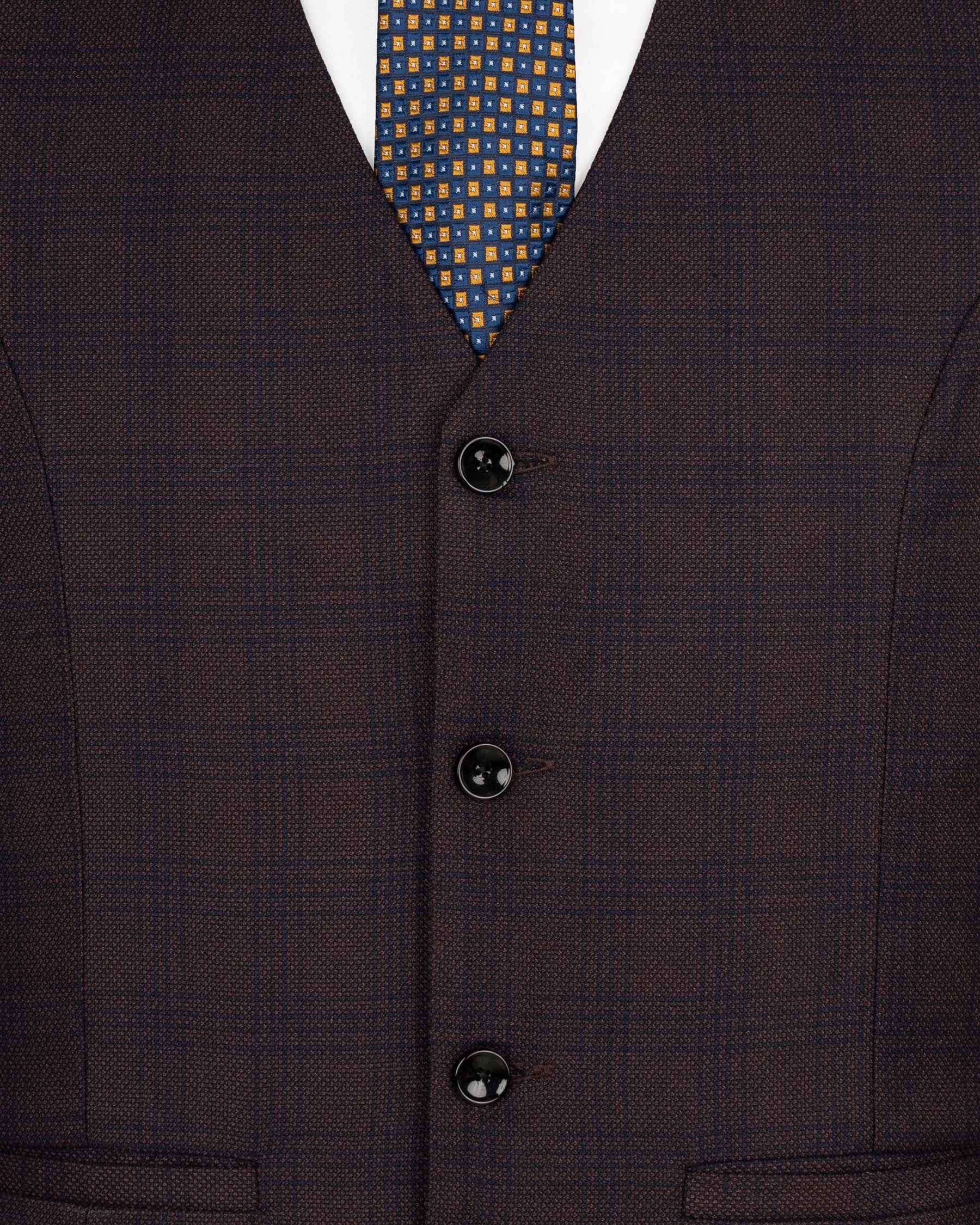 Thunder Brown Subtle Checkered Woolrich Waistcoat V1625-36, V1625-38, V1625-40, V1625-42, V1625-44, V1625-46, V1625-48, V1625-50, V1625-52, V1625-54, V1625-56, V1625-58, V1625-60