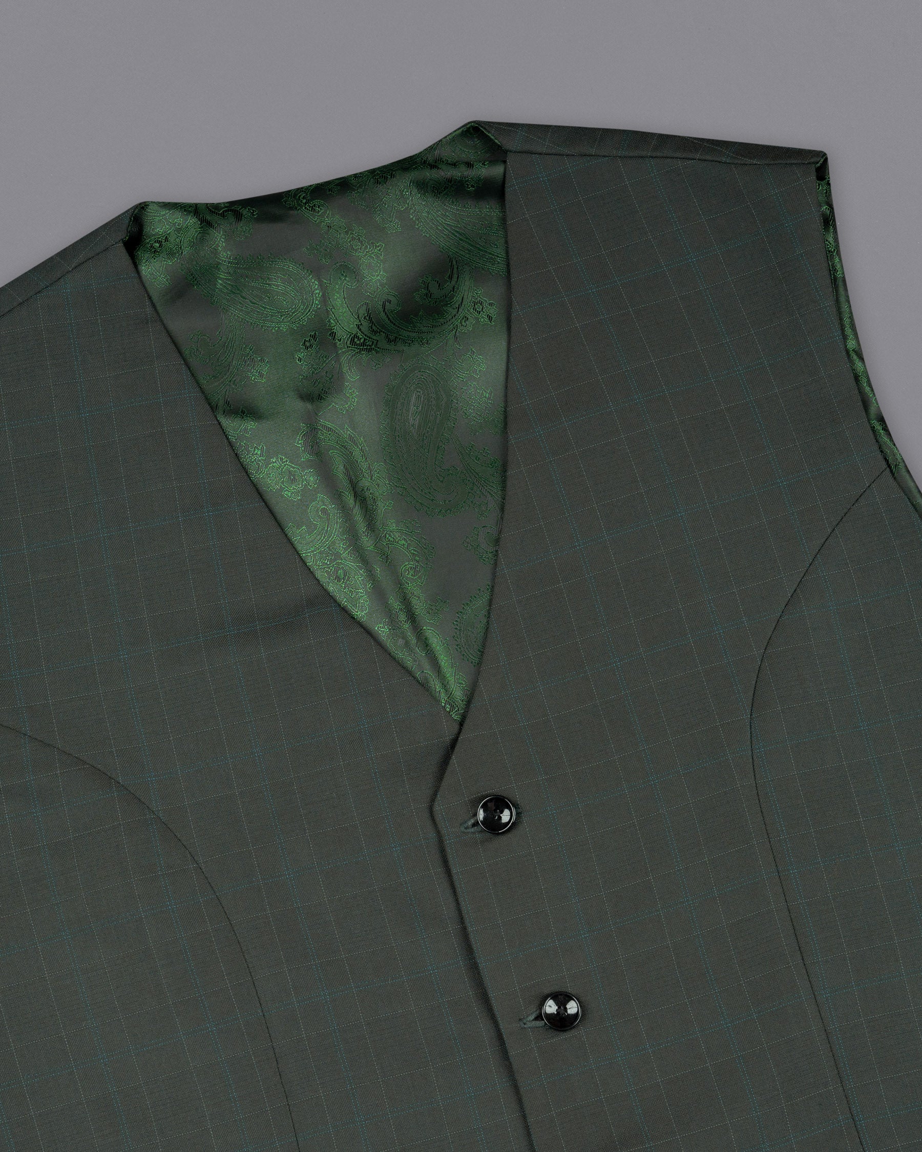 Dune Green Super fine Plaid Woolrich Waistcoat V1627-36, V1627-38, V1627-40, V1627-42, V1627-44, V1627-46, V1627-48, V1627-50, V1627-52, V1627-54, V1627-56, V1627-58, V1627-60