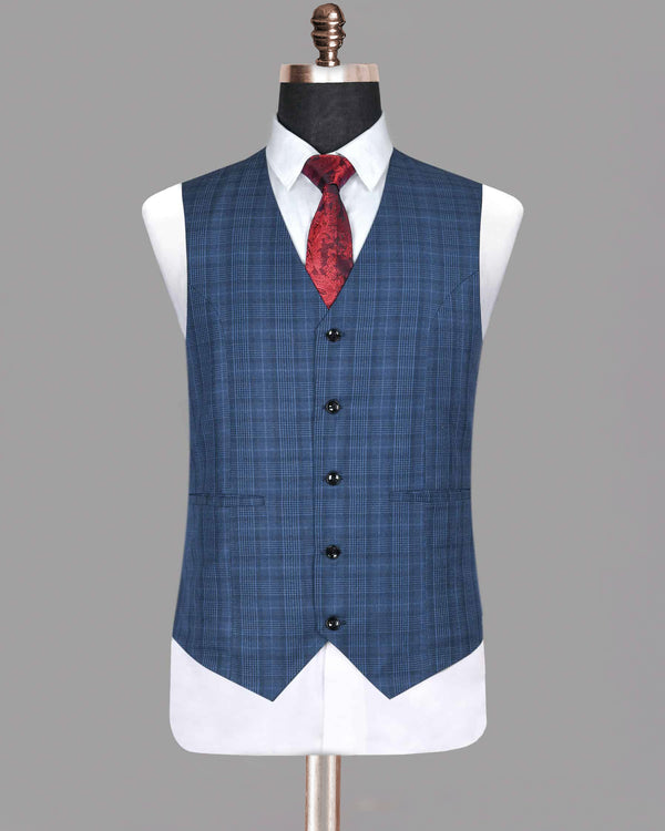 Royal Blue Plaid Waistcoat V162-52, V162-48, V162-36, V162-40, V162-54, V162-38, V162-56, V162-44, V162-46, V162-50, V162-58, V162-60, V162-42