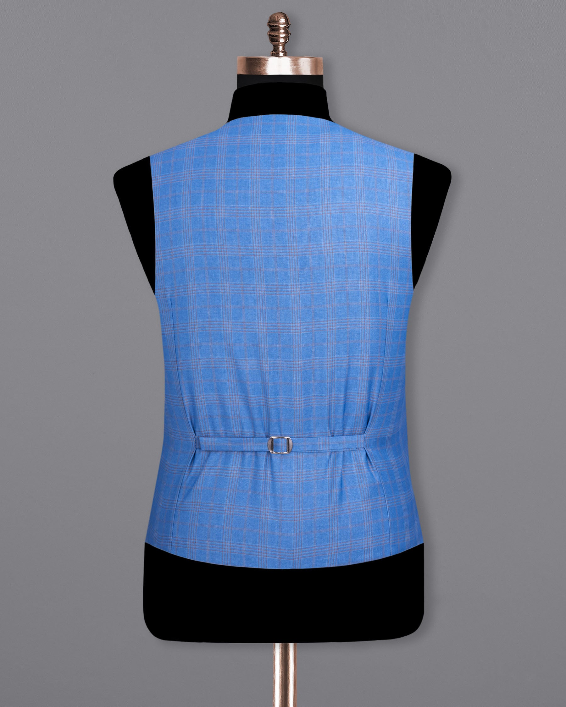 Jordy Blue Super fine Plaid Woolrich Waistcoat V1636-36, V1636-38, V1636-40, V1636-42, V1636-44, V1636-46, V1636-48, V1636-50, V1636-52, V1636-54, V1636-56, V1636-58, V1636-60