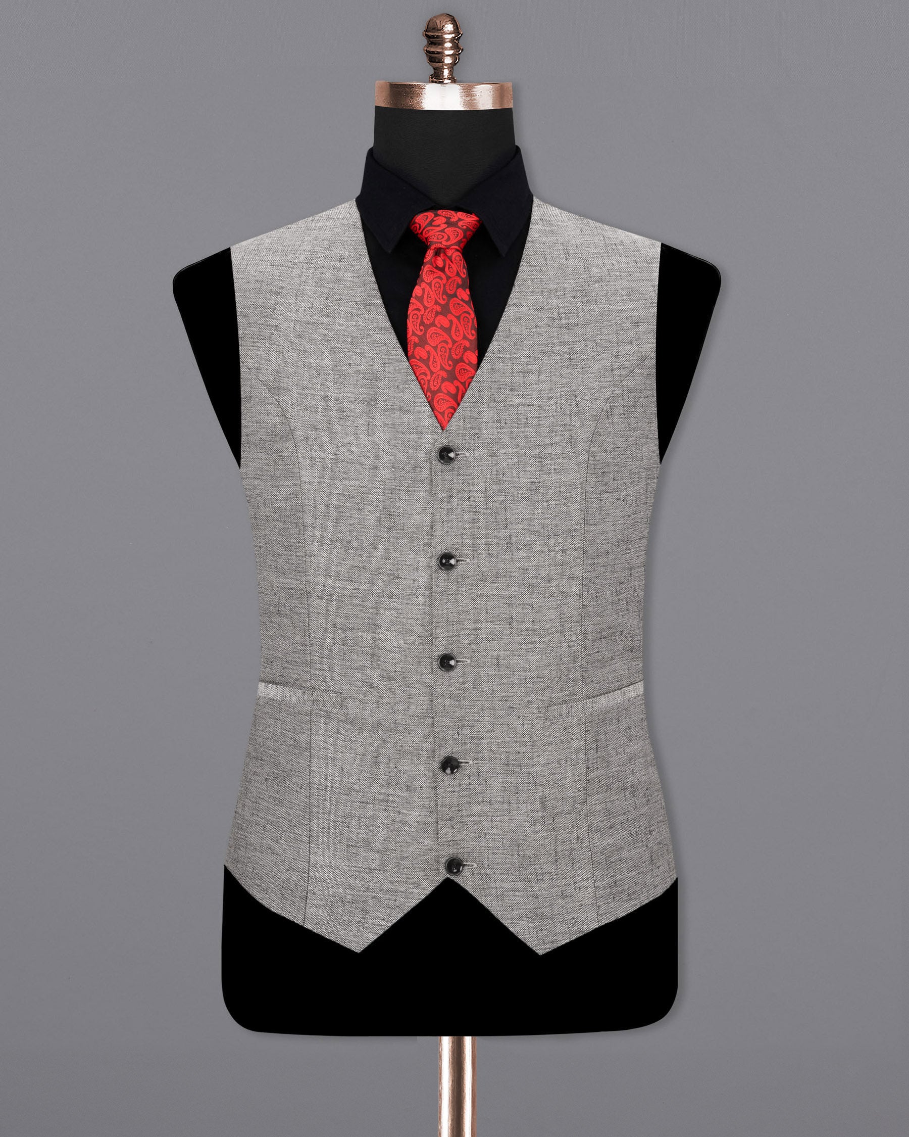 Spun Parl Gray Textured Waistcoat