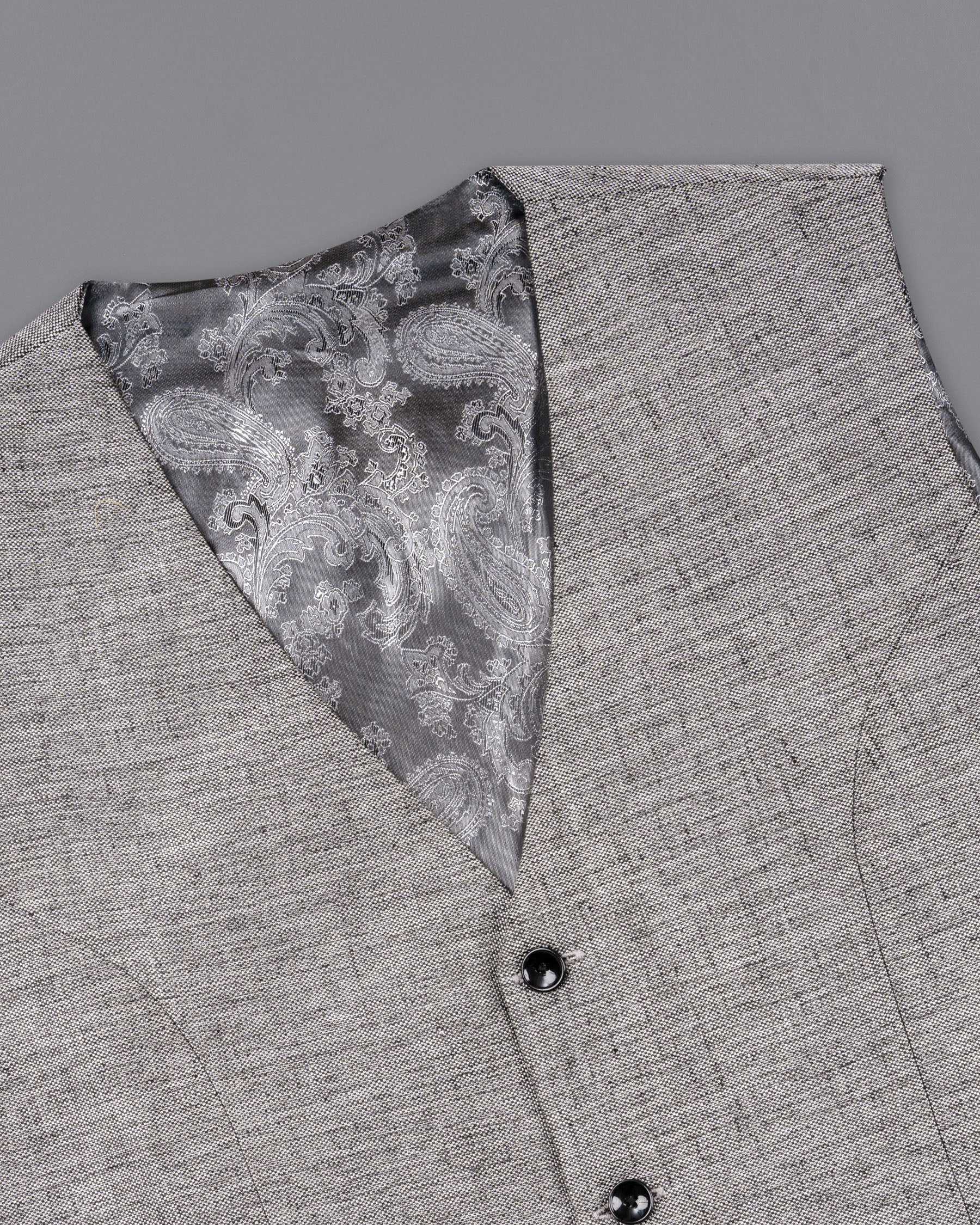 Spun Parl Gray Textured Waistcoat