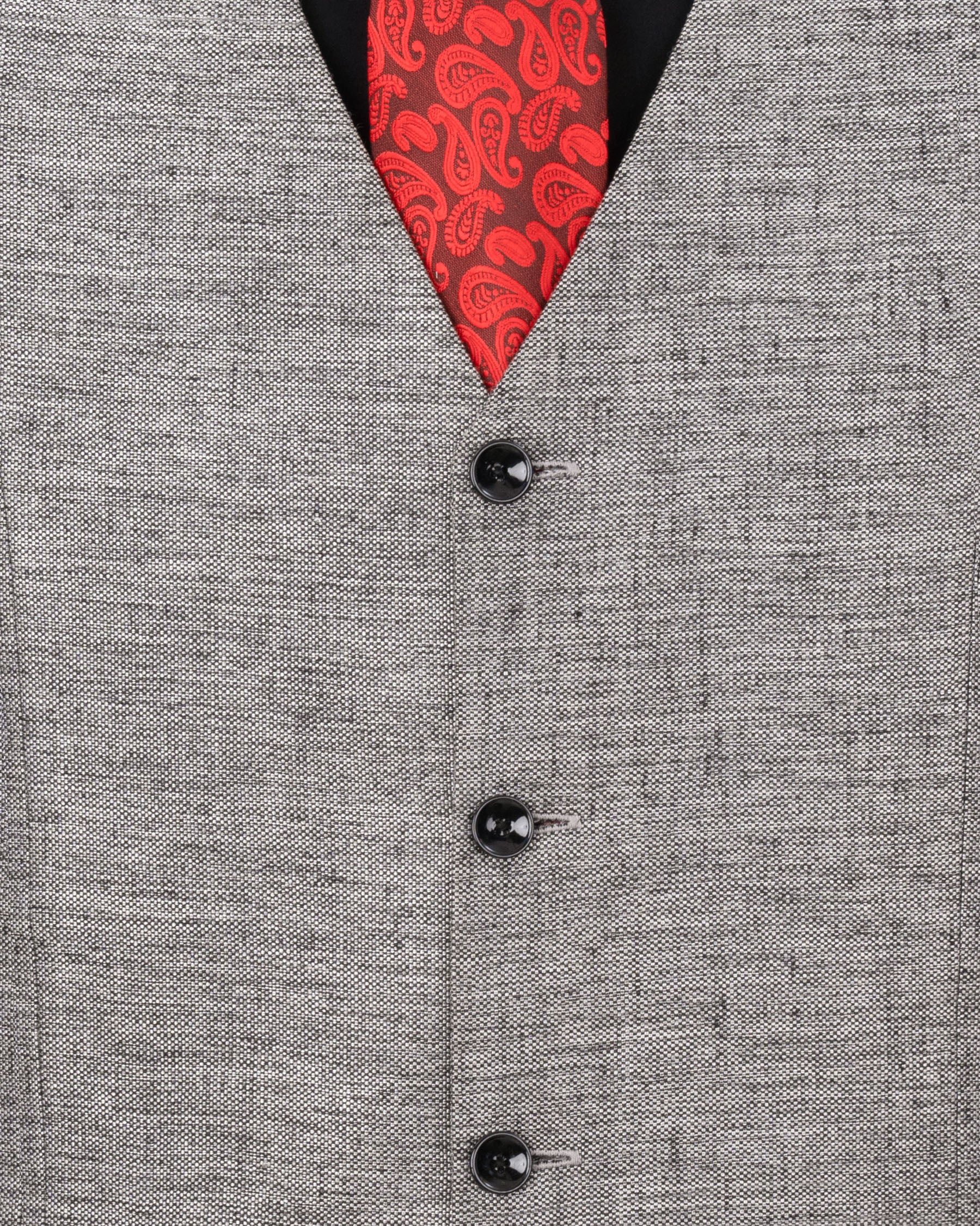 Spun Parl Gray Textured Waistcoat