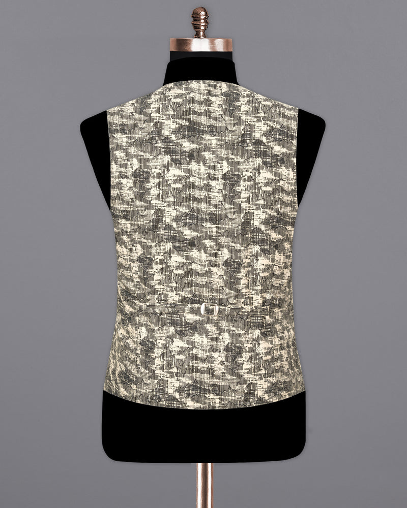 Bastille and Champagne Beige Abstract Print Textured Waistcoat V1680-36, V1680-38, V1680-40, V1680-42, V1680-44, V1680-46, V1680-48, V1680-50, V1680-52, V1680-54, V1680-56, V1680-58, V1680-60