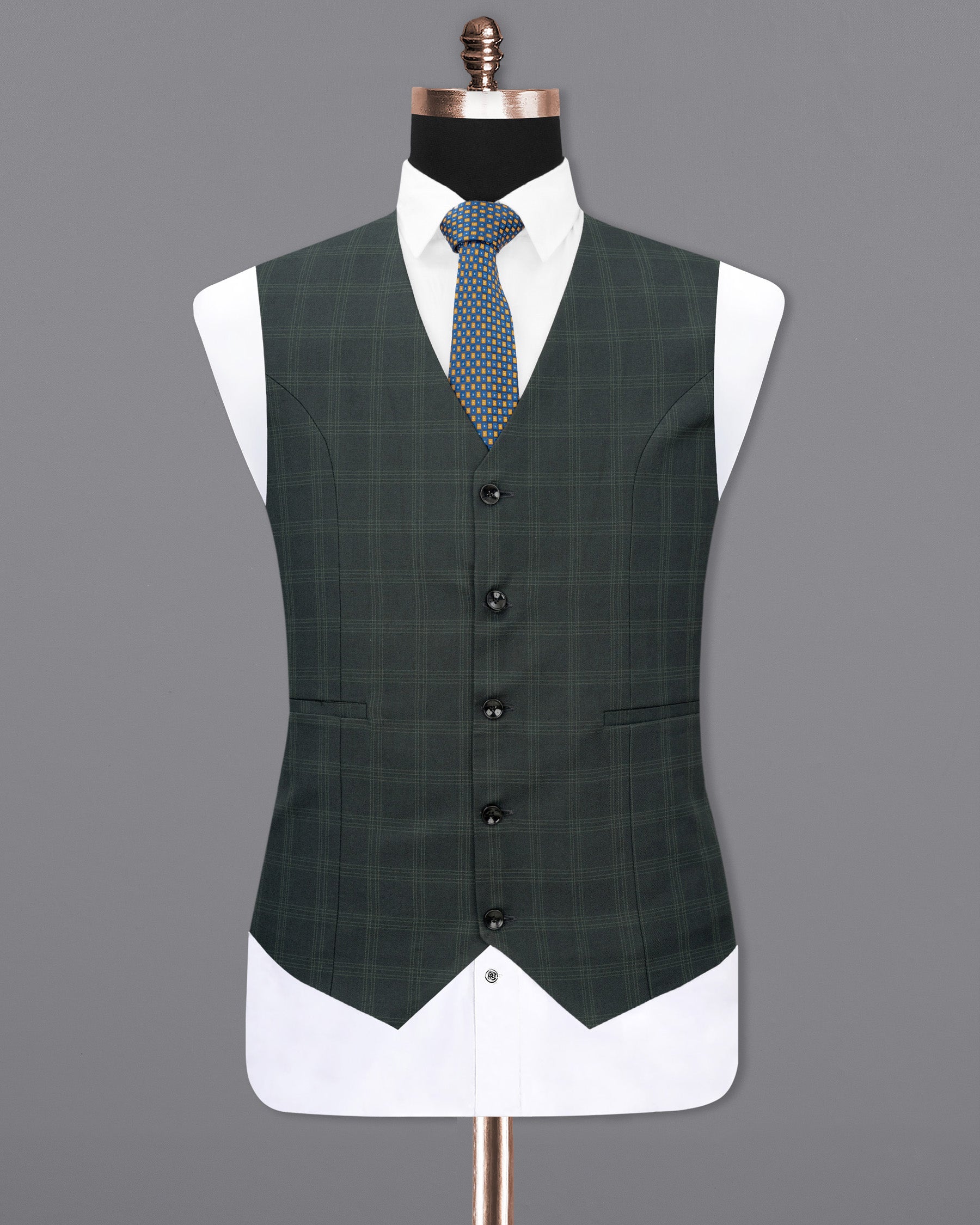 Iridium Green Windowpane Waistcoat