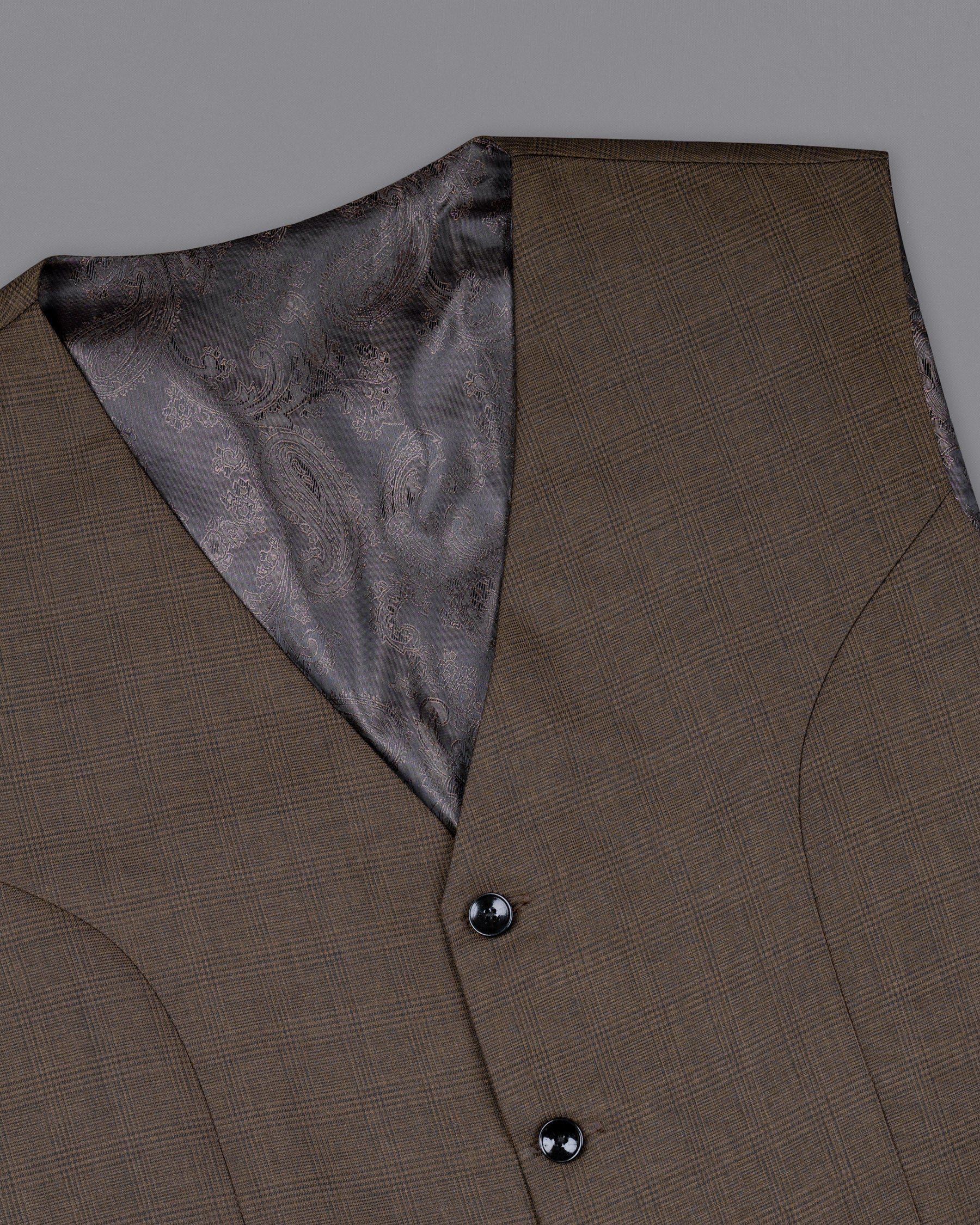 Irish Coffee Brown Plaid Waistcoat