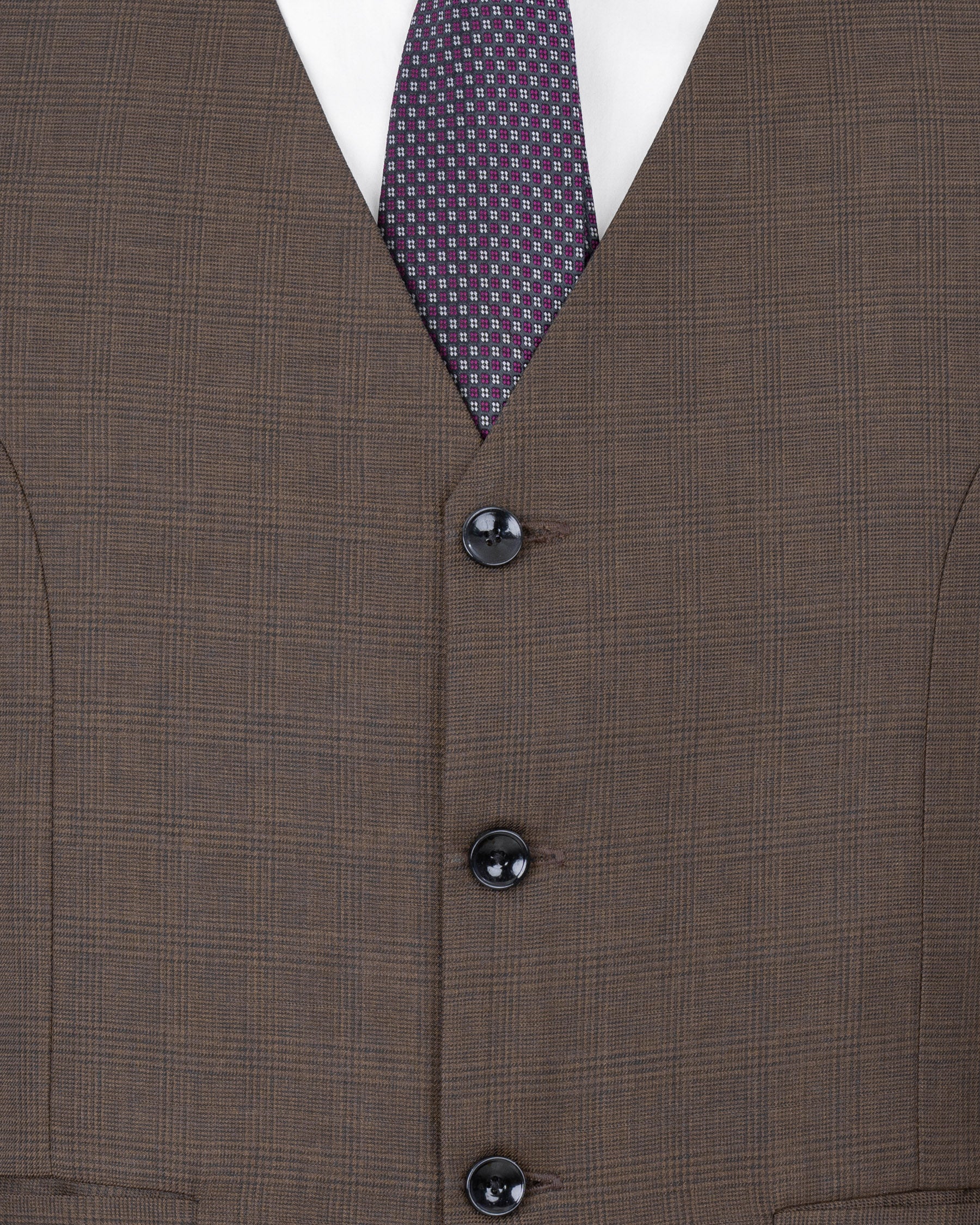 Irish Coffee Brown Plaid Waistcoat