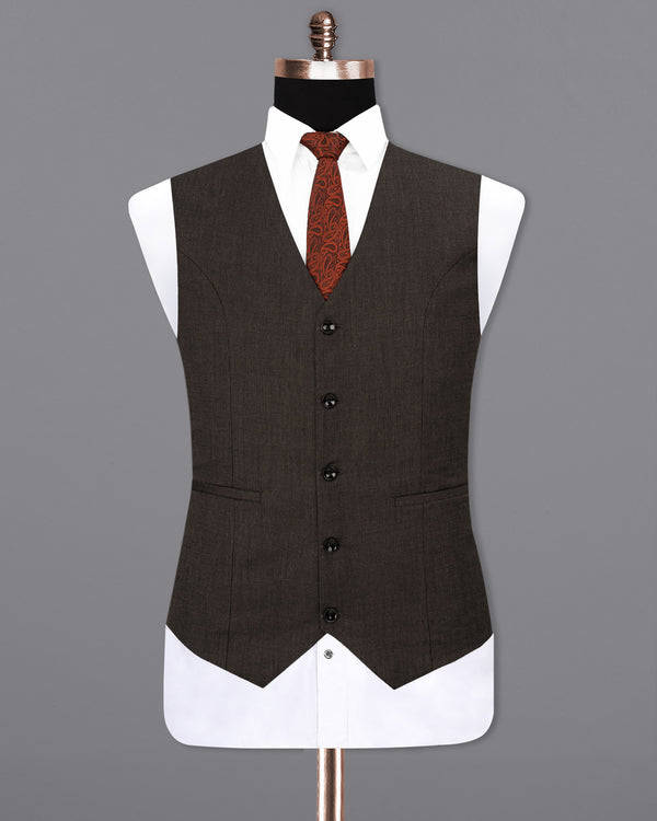 Iridium Brown Solid Waistcoat