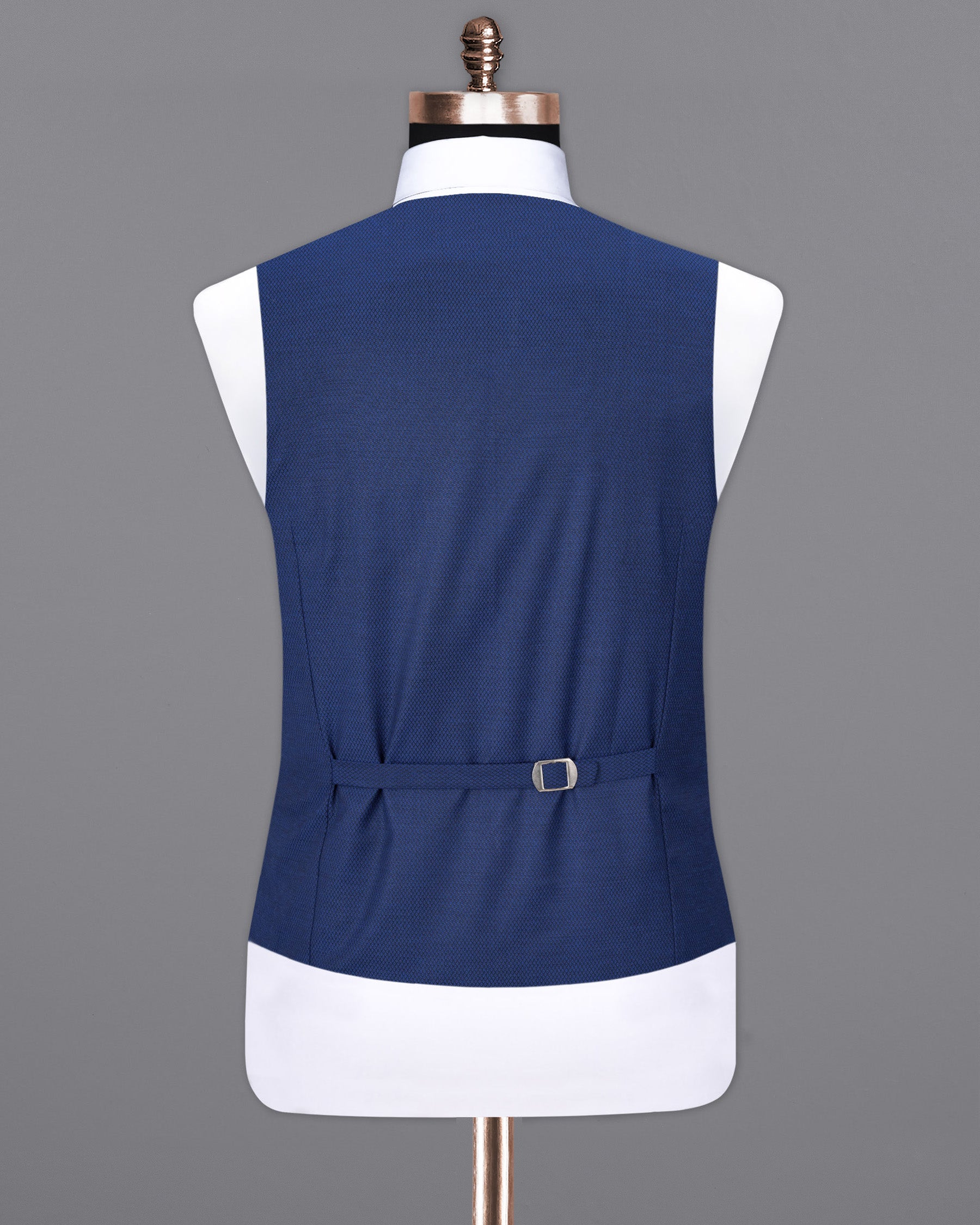 Rhino Blue Self design Textured Waistcoat