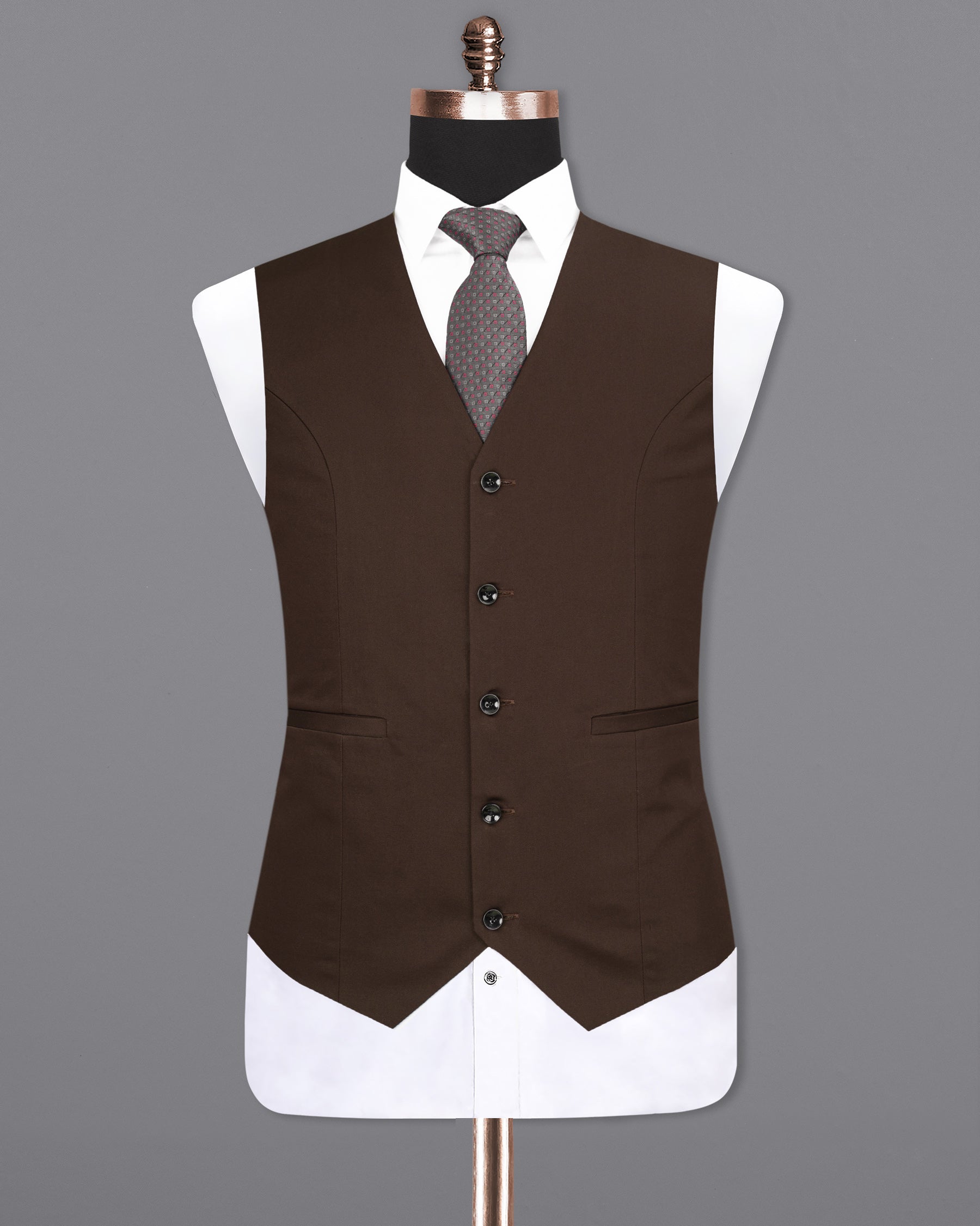 Oil Brown Belt Closure Waistcoat