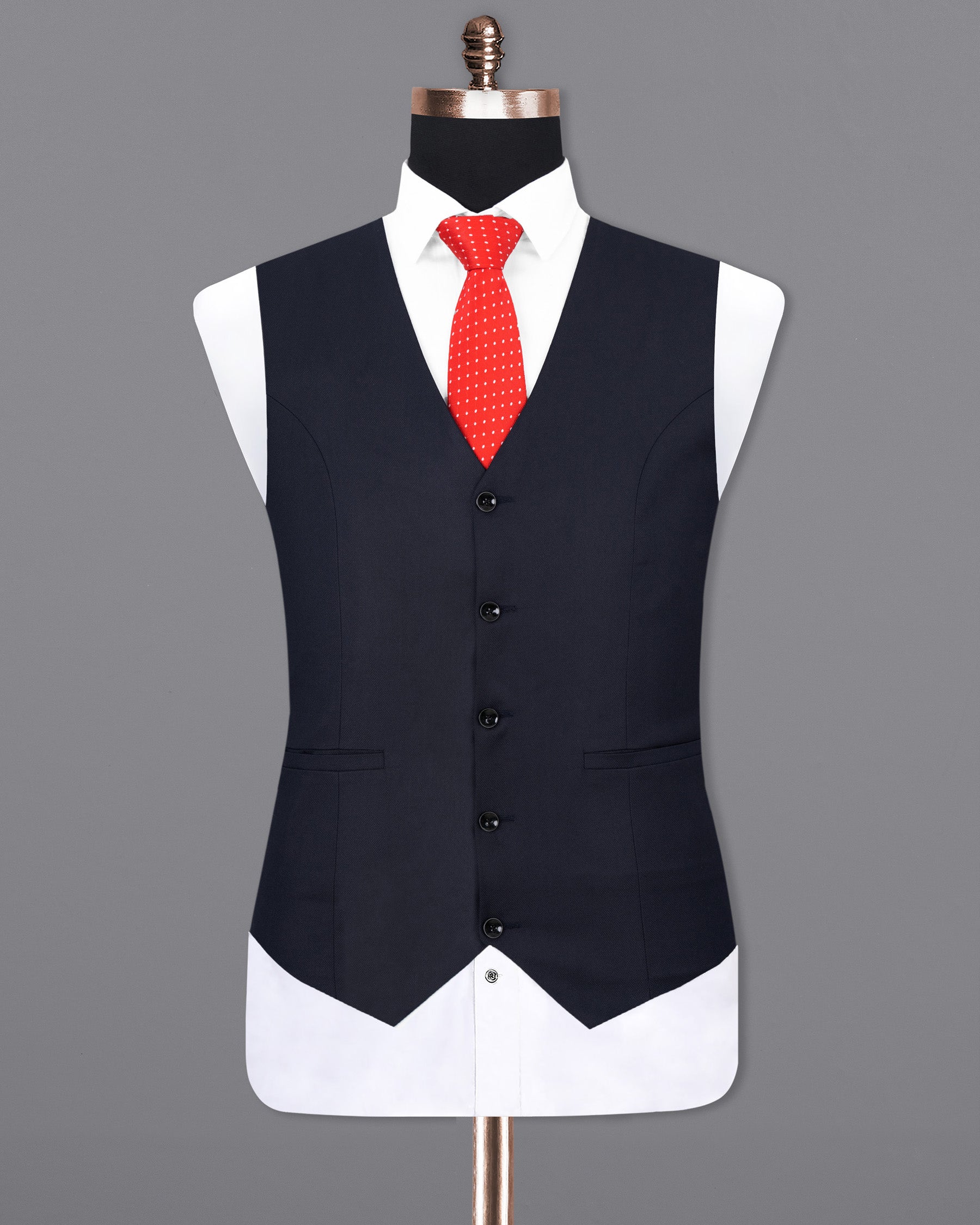 Ebony Clay Blue textured Waistcoat