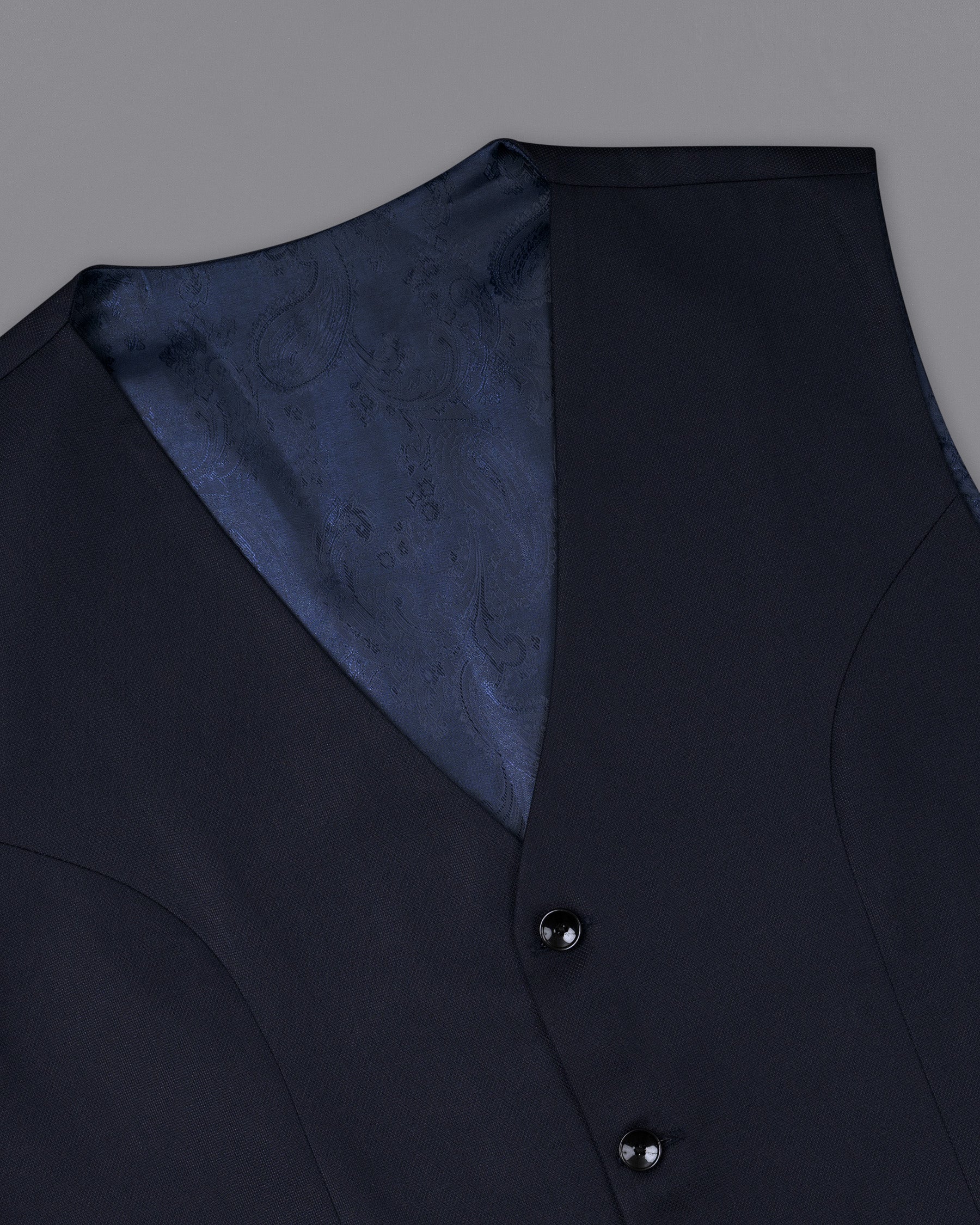 Ebony Clay Blue textured Waistcoat