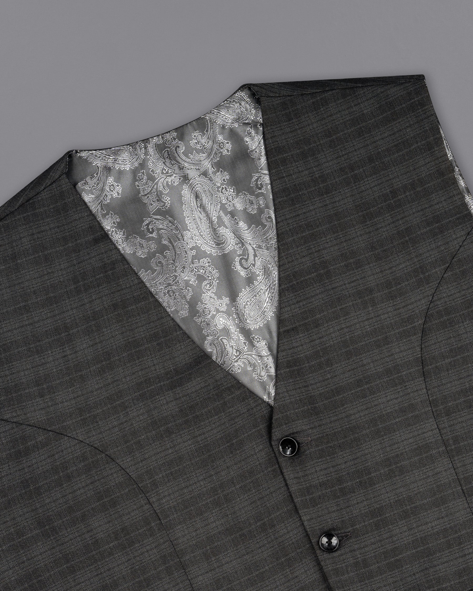 Iridium Grey Subtle Plaid Waistcoat