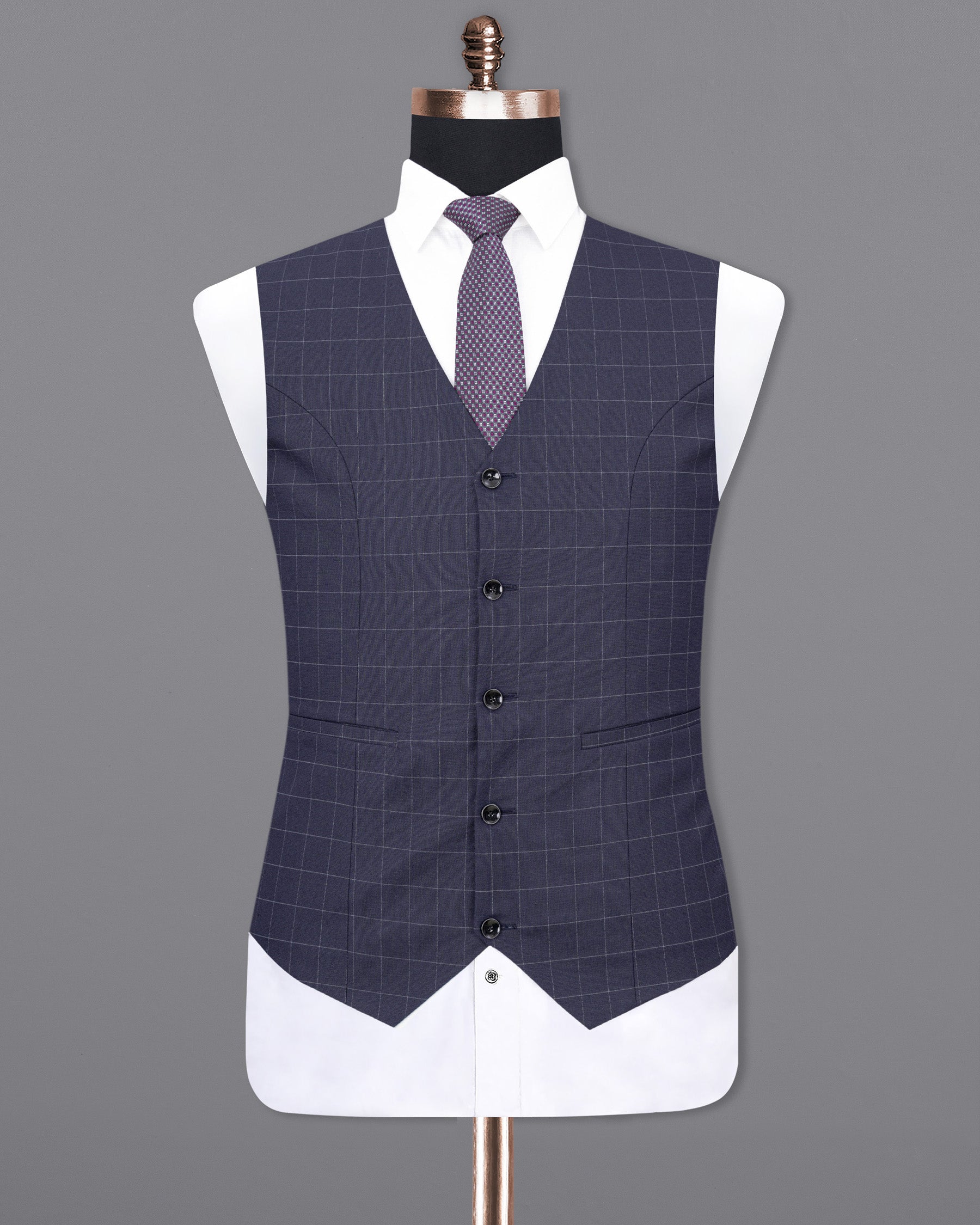 Gun Powder Blue Plaid Waistcoat V1835-36, V1835-38, V1835-40, V1835-42, V1835-44, V1835-46, V1835-48, V1835-50, V1835-52, V1835-54, V1835-56, V1835-58, V1835-60