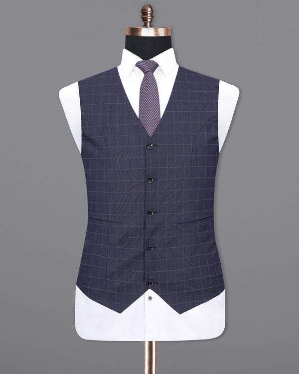 Gun Powder Blue Plaid Waistcoat V1835-36, V1835-38, V1835-40, V1835-42, V1835-44, V1835-46, V1835-48, V1835-50, V1835-52, V1835-54, V1835-56, V1835-58, V1835-60