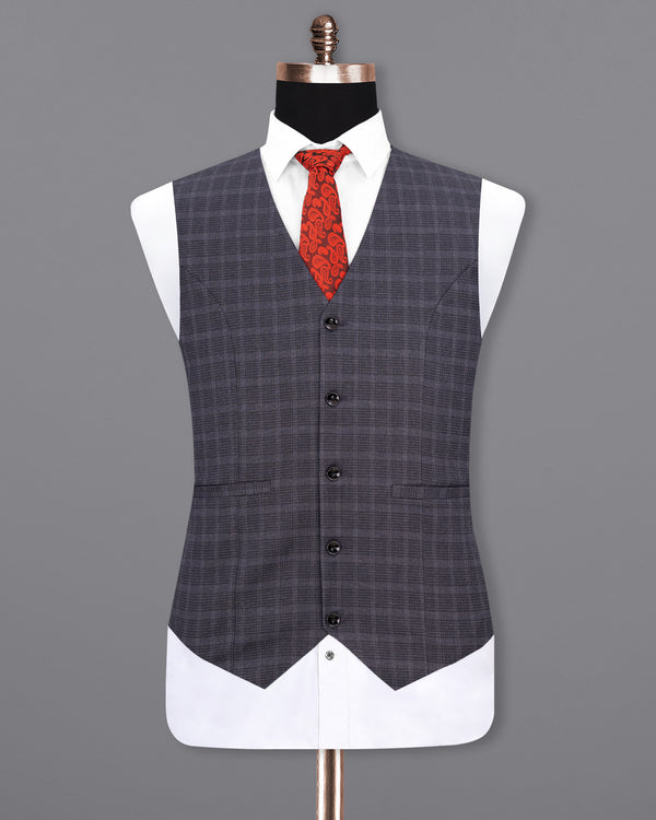 Gravel Gray Plaid Waistcoat V1851-36, V1851-38, V1851-40, V1851-42, V1851-44, V1851-46, V1851-48, V1851-50, V1851-52, V1851-54, V1851-56, V1851-58, V1851-60