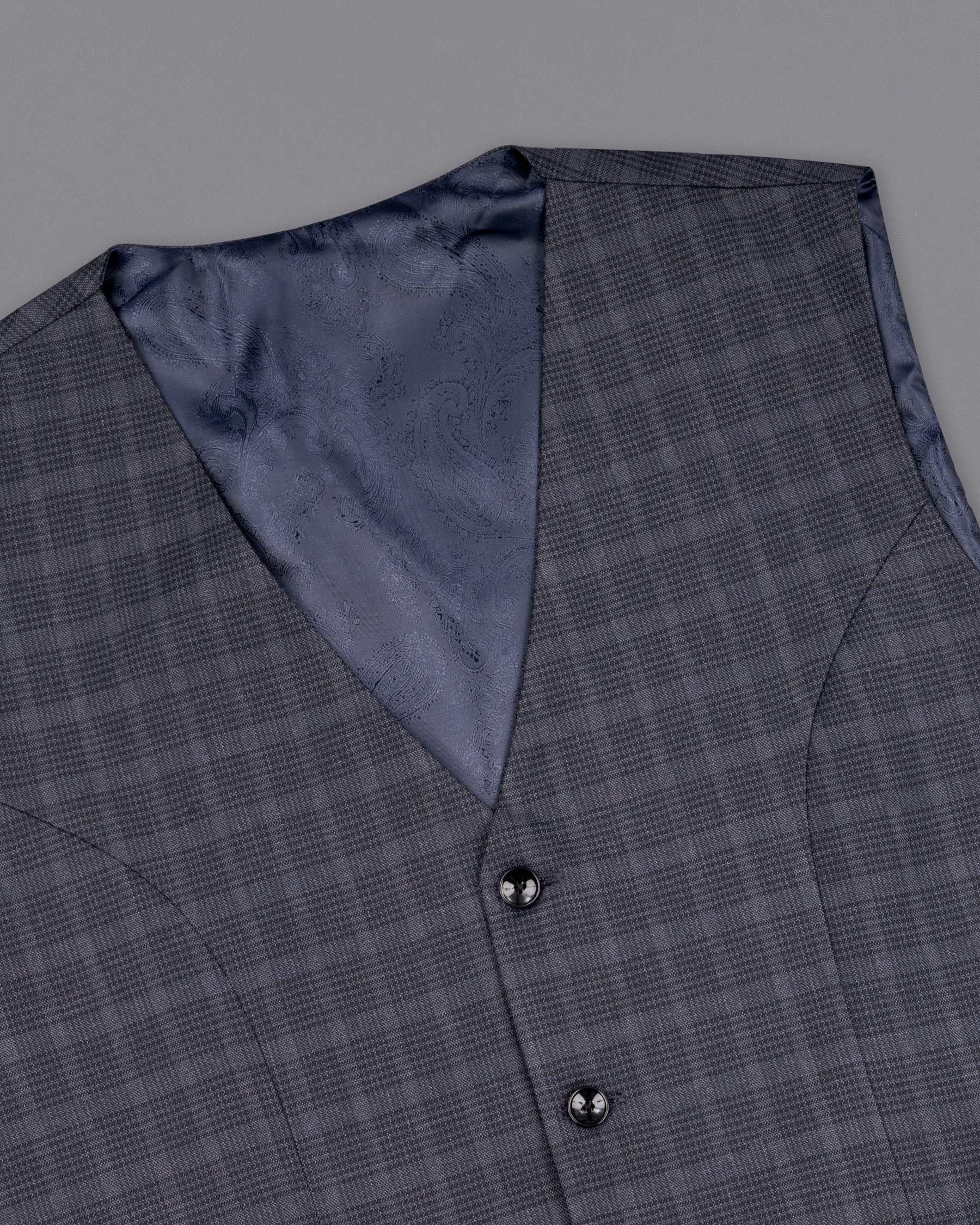 Gravel Gray Plaid Waistcoat V1851-36, V1851-38, V1851-40, V1851-42, V1851-44, V1851-46, V1851-48, V1851-50, V1851-52, V1851-54, V1851-56, V1851-58, V1851-60