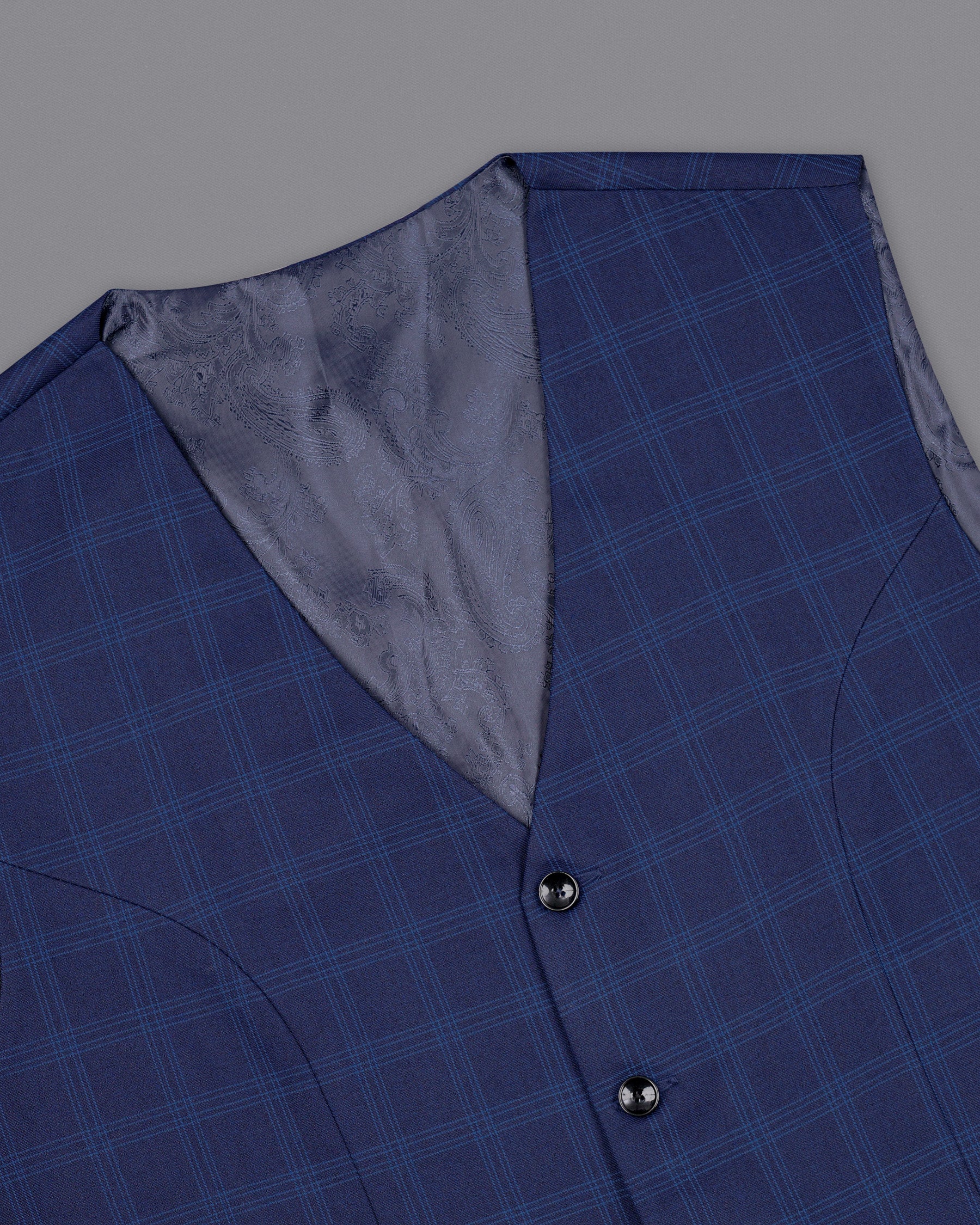 Tuna Blue Plaid Waistcoat V1878-36, V1878-38, V1878-40, V1878-42, V1878-44, V1878-46, V1878-48, V1878-50, V1878-52, V1878-54, V1878-56, V1878-58, V1878-60