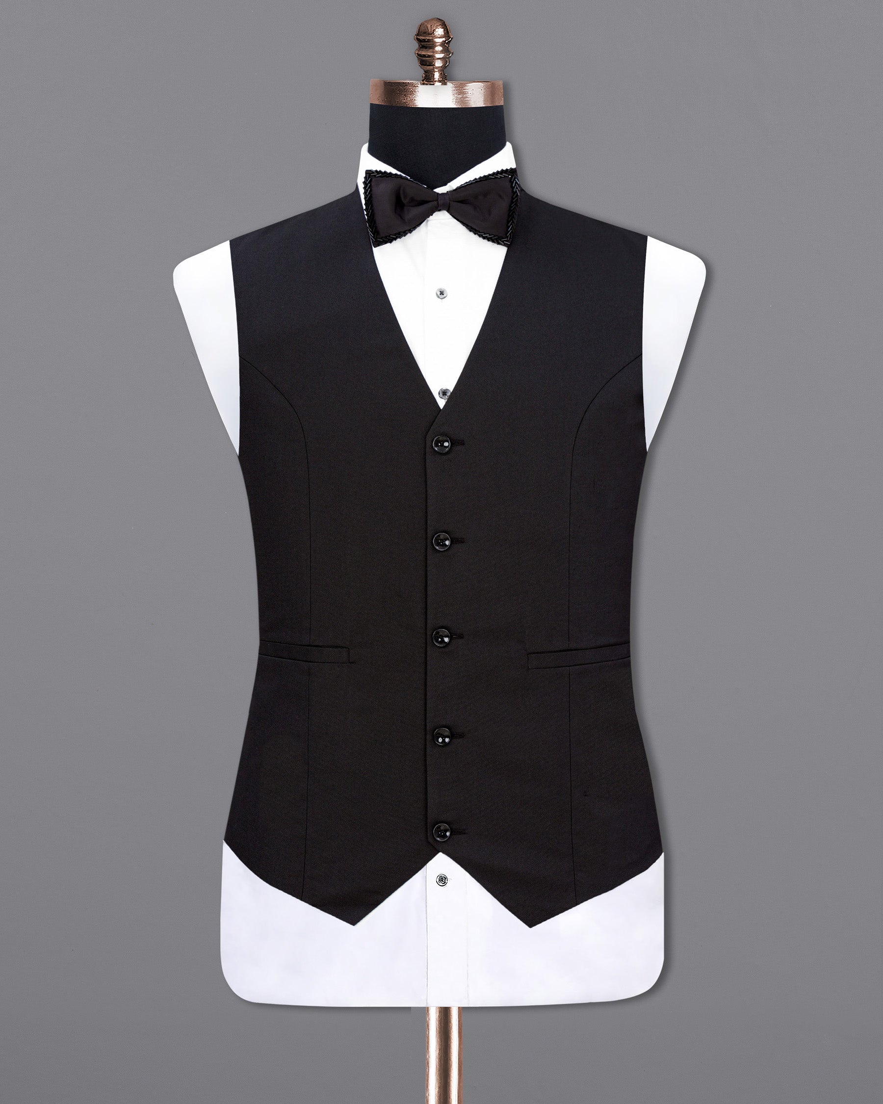 Jade Black Solid Waistcoat V1880-36, V1880-38, V1880-40, V1880-42, V1880-44, V1880-46, V1880-48, V1880-50, V1880-52, V1880-54, V1880-56, V1880-58, V1880-60