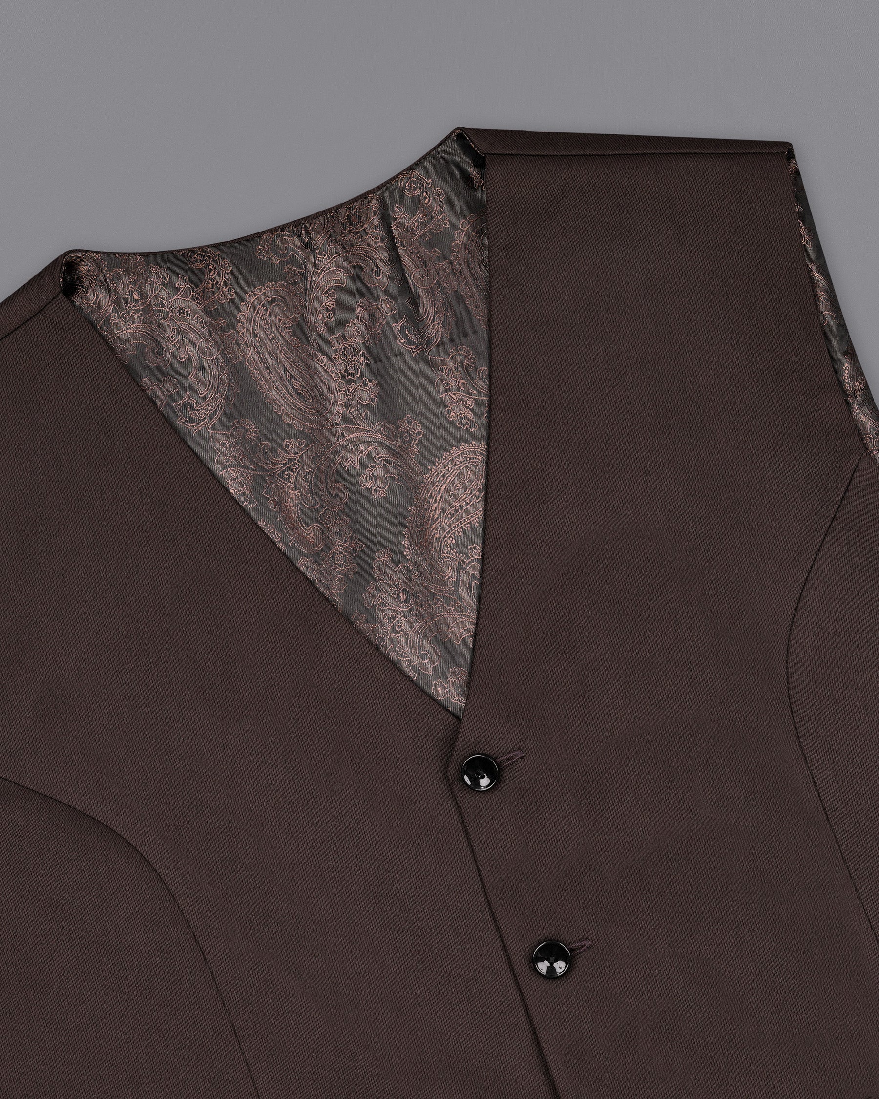 Bistre Brown Solid Waistcoat V1910-36, V1910-38, V1910-40, V1910-42, V1910-44, V1910-46, V1910-48, V1910-50, V1910-52, V1910-54, V1910-56, V1910-58, V1910-60