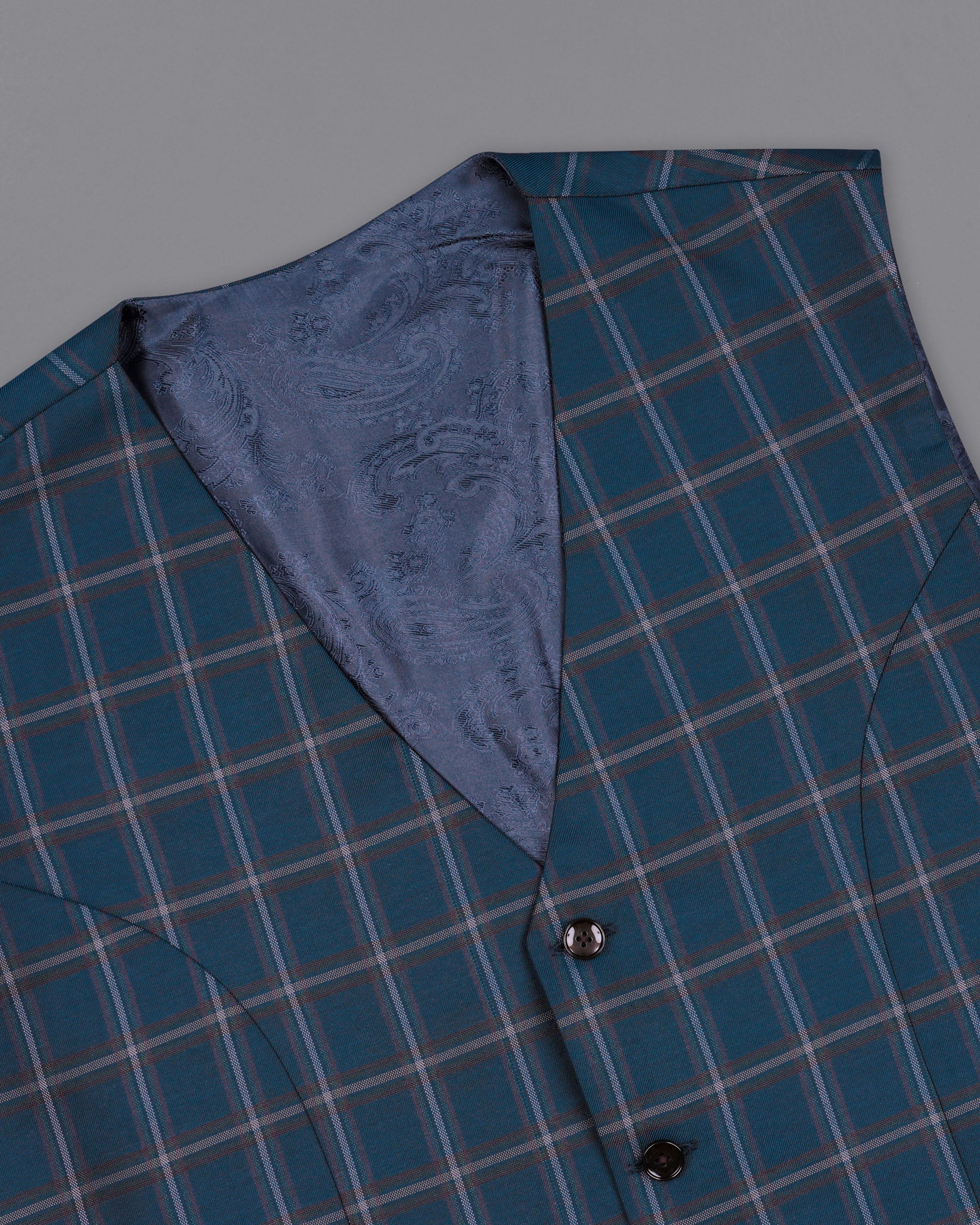 Zodiac Blue Plaid Waistcoat V1912-36, V1912-38, V1912-40, V1912-42, V1912-44, V1912-46, V1912-48, V1912-50, V1912-52, V1912-54, V1912-56, V1912-58, V1912-60