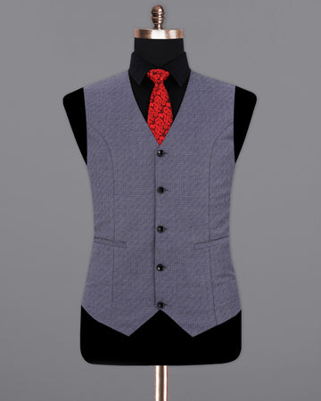 Gun Powder Blue Textured Waistcoat V1982-36, V1982-38, V1982-40, V1982-42, V1982-44, V1982-46, V1982-48, V1982-50, V1982-52, V1982-54, V1982-56, V1982-58, V1982-60