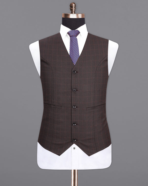 Thunder Brown Checkered Waistcoat V1985-36, V1985-38, V1985-40, V1985-42, V1985-44, V1985-46, V1985-48, V1985-50, V1985-52, V1985-54, V1985-56, V1985-58, V1985-60